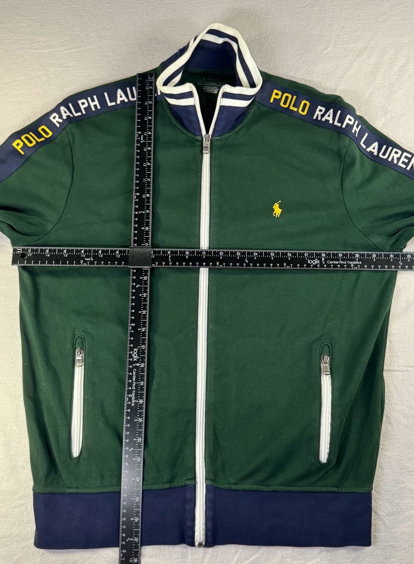 Polo Ralph Lauren Full Zip Track Jacket Size M Green Logo Tape 5