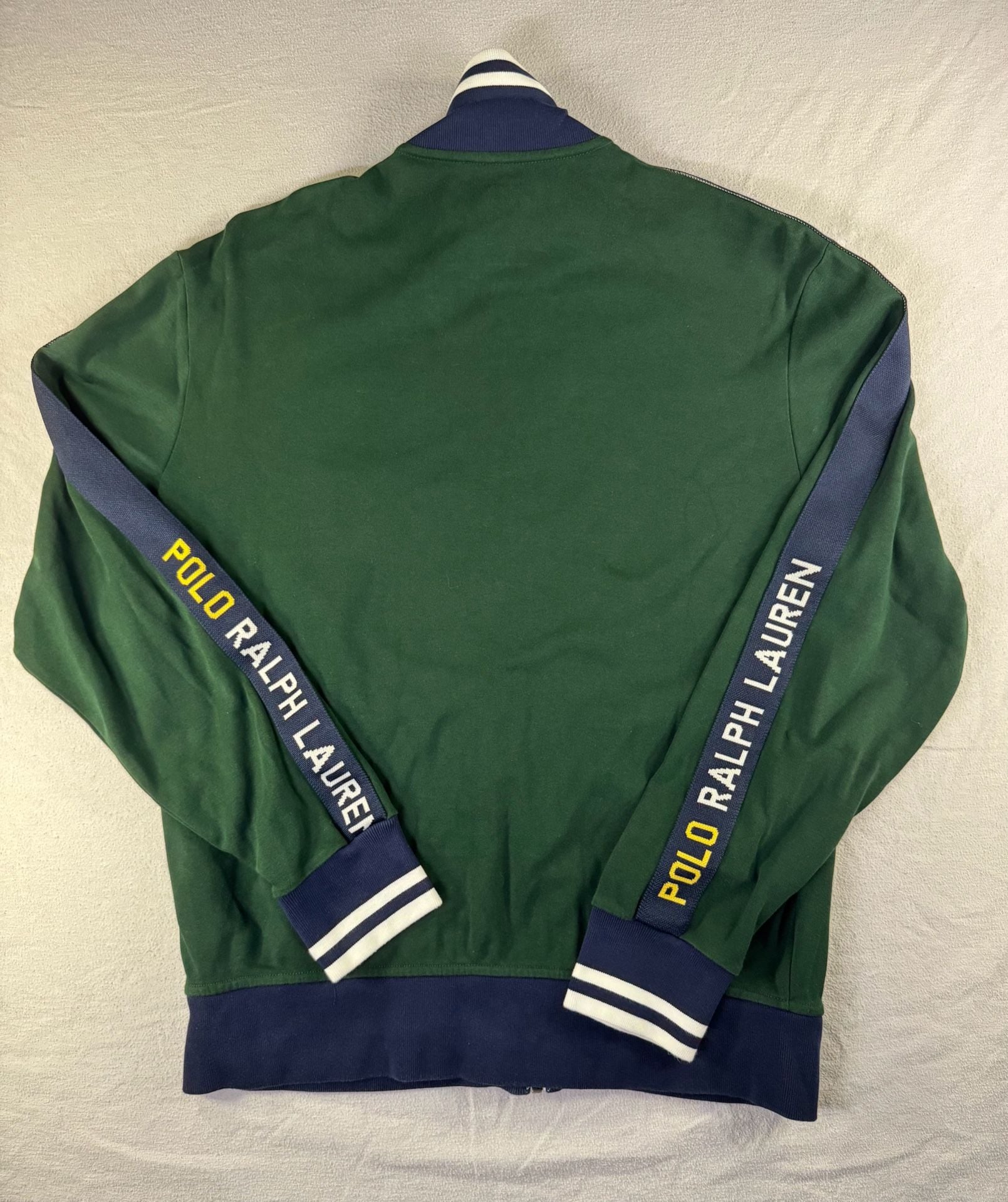 Polo Ralph Lauren Full Zip Track Jacket Size M Green Logo Tape 13