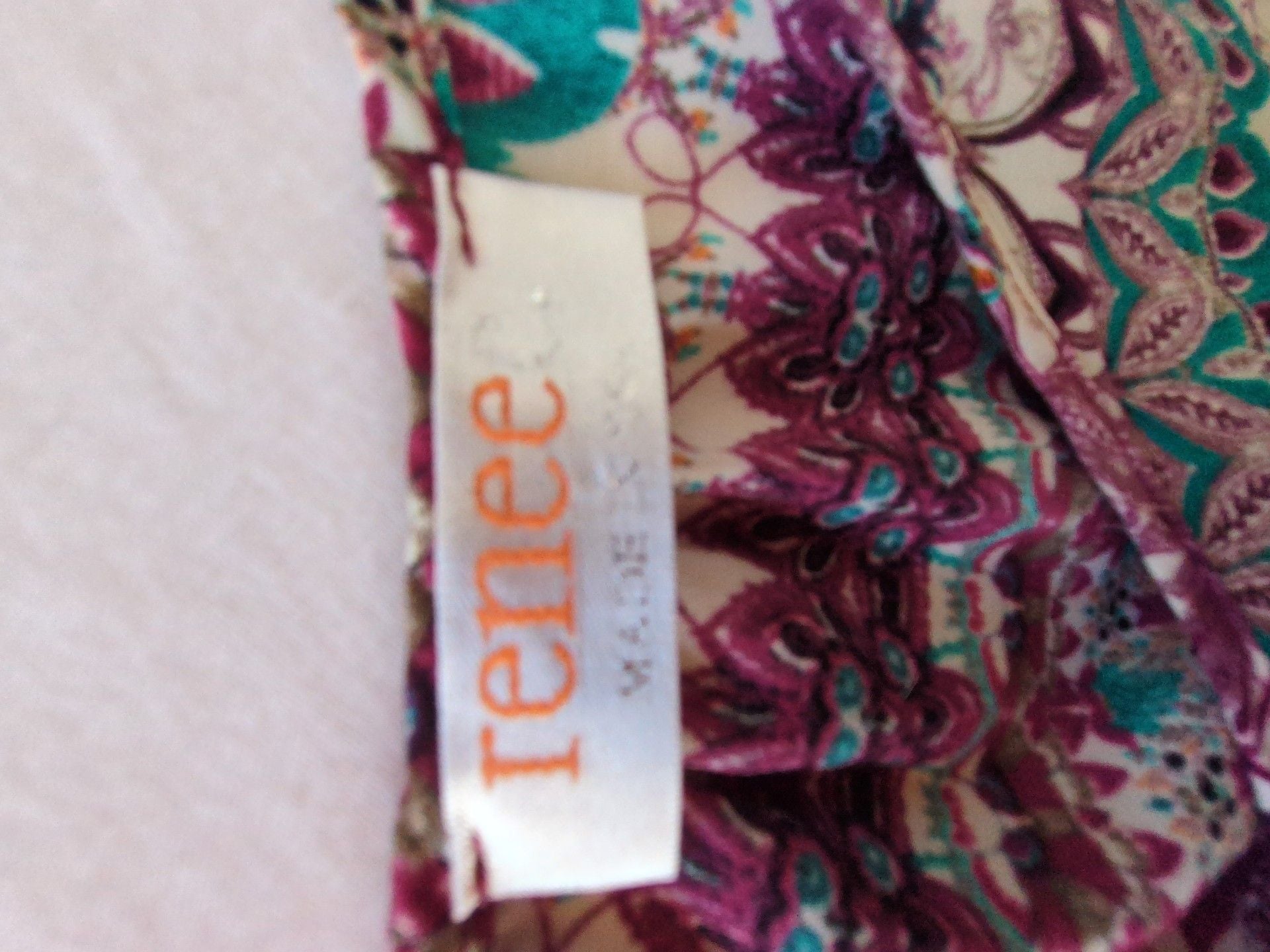 Renee Short Sleeve Blouse Size M Multicolor Boho Print 5