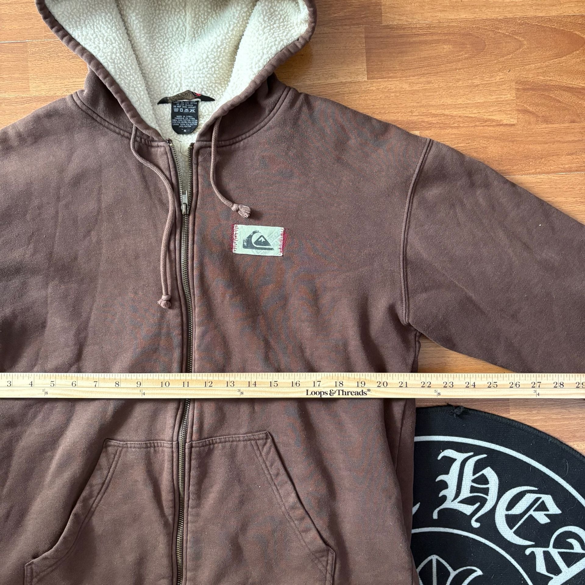 Vintage Quiksilver Heavyweight Sherpa Lined Full Zip Hoodie Brown M 7