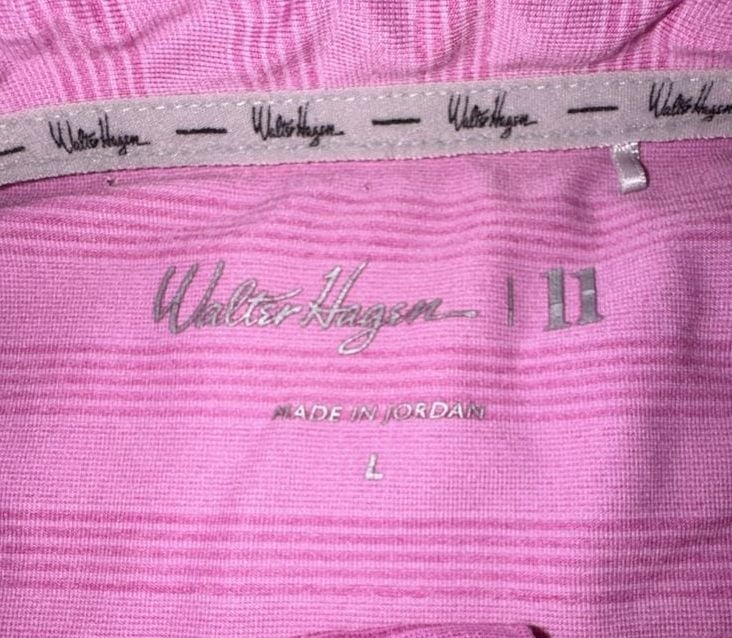 Walter Hagen Striped Polo Shirt Size L Pink Golf Short Sleeve 3