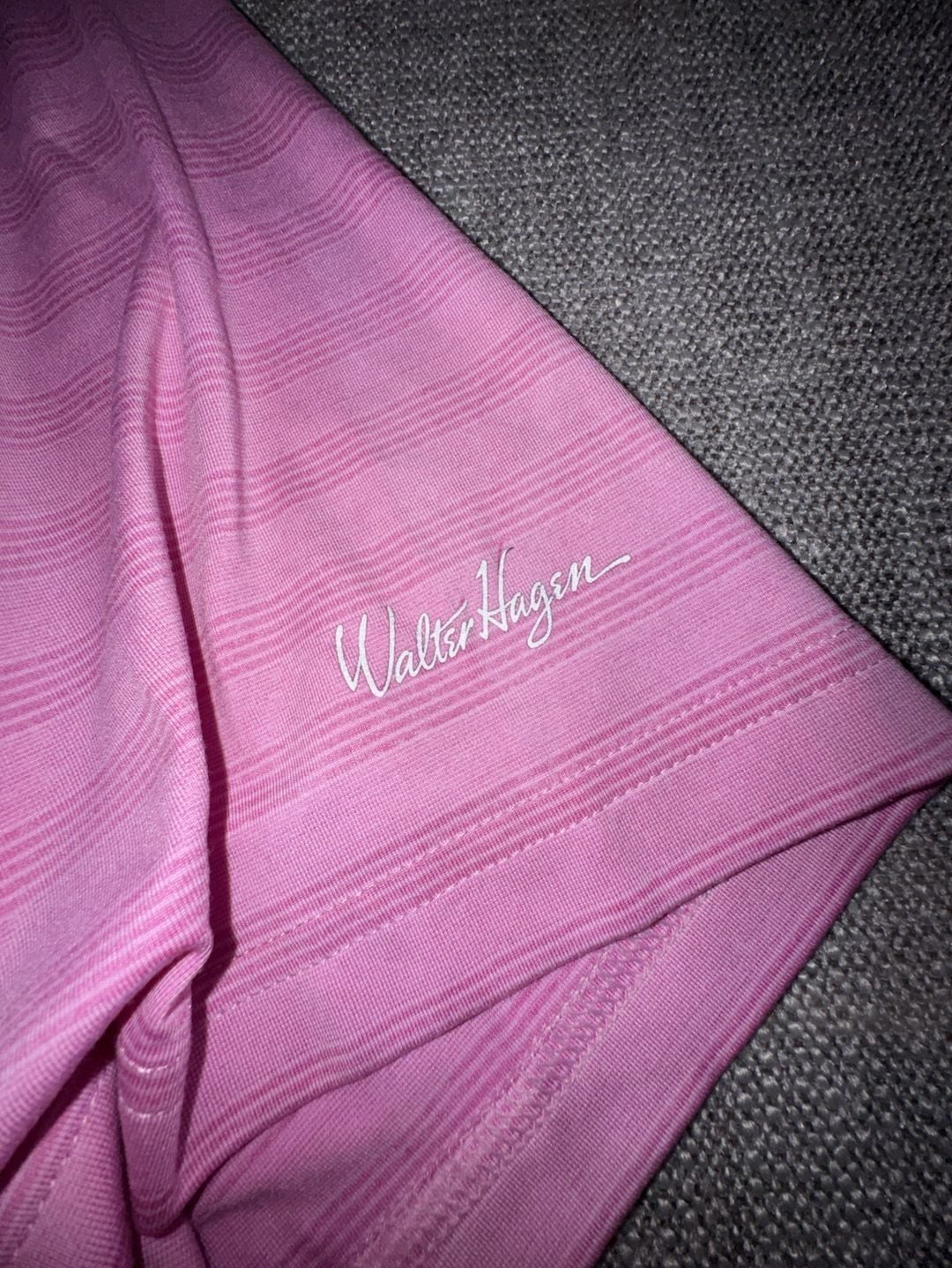 Walter Hagen Striped Polo Shirt Size L Pink Golf Short Sleeve 4