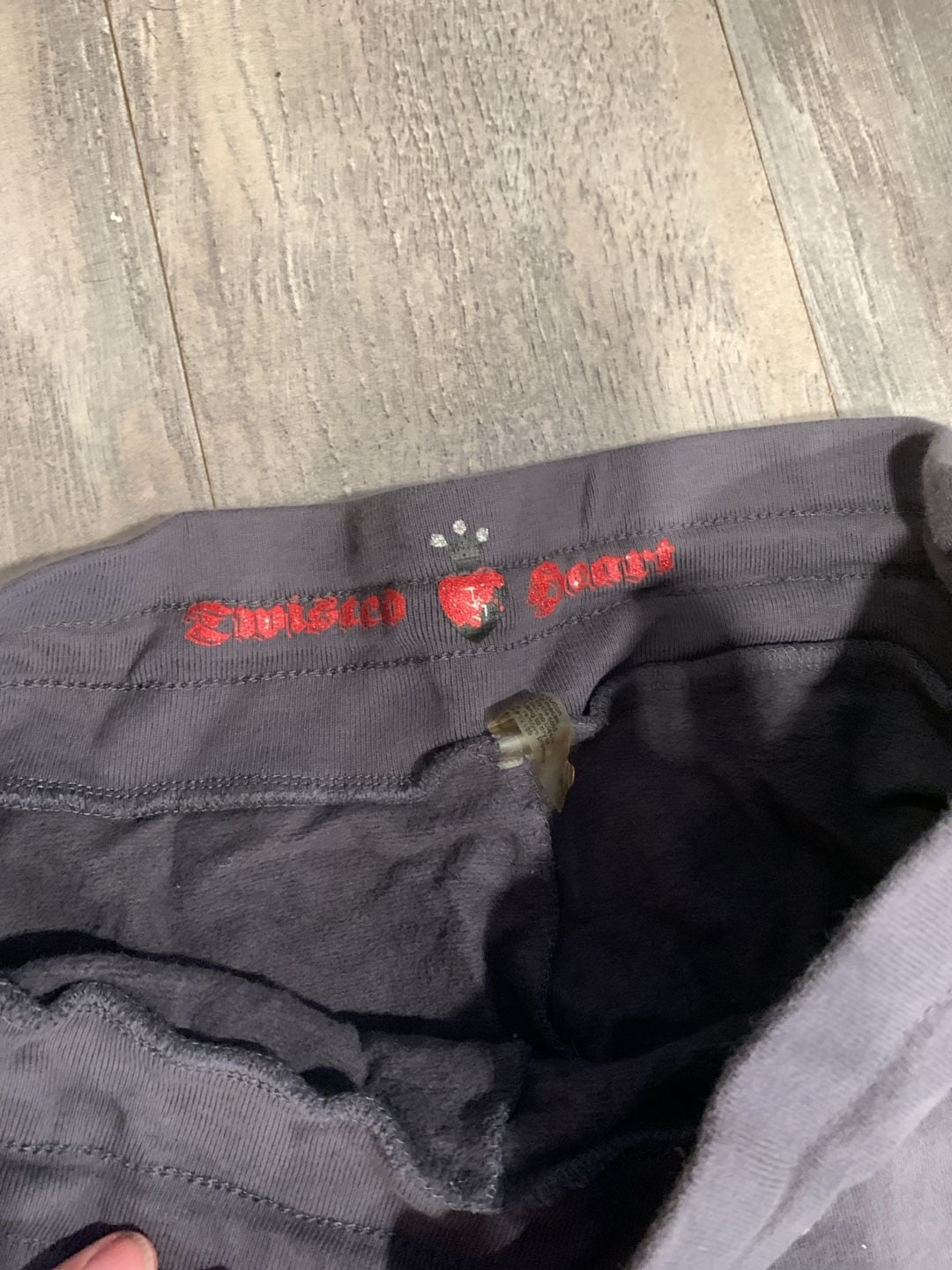 Twisted Heart Sweatpants Size M Grey Rhinestone Y2K 6