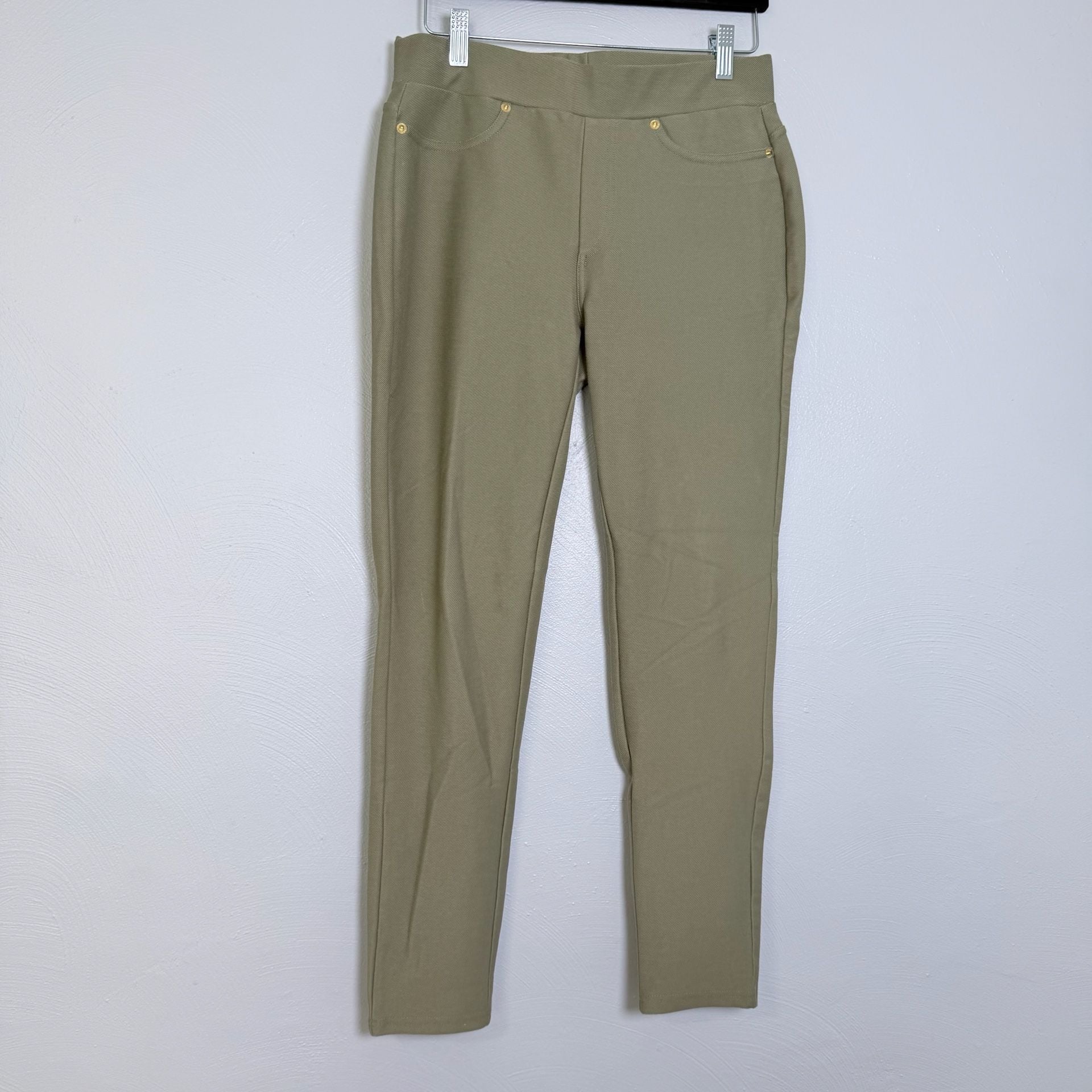 Women With Control Stretch Pull-On Ankle Pants Green M 2