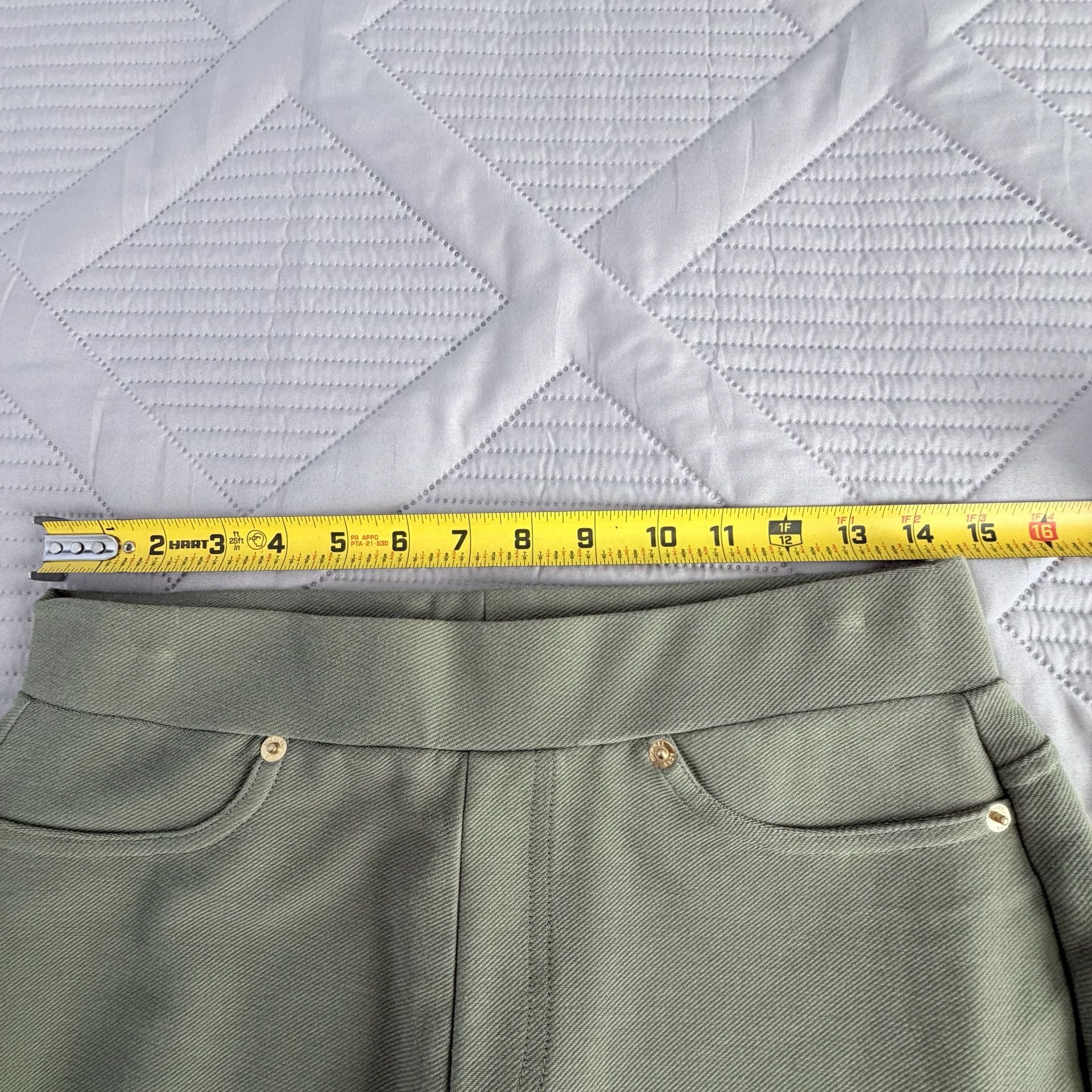 Women With Control Stretch Pull-On Ankle Pants Green M 4