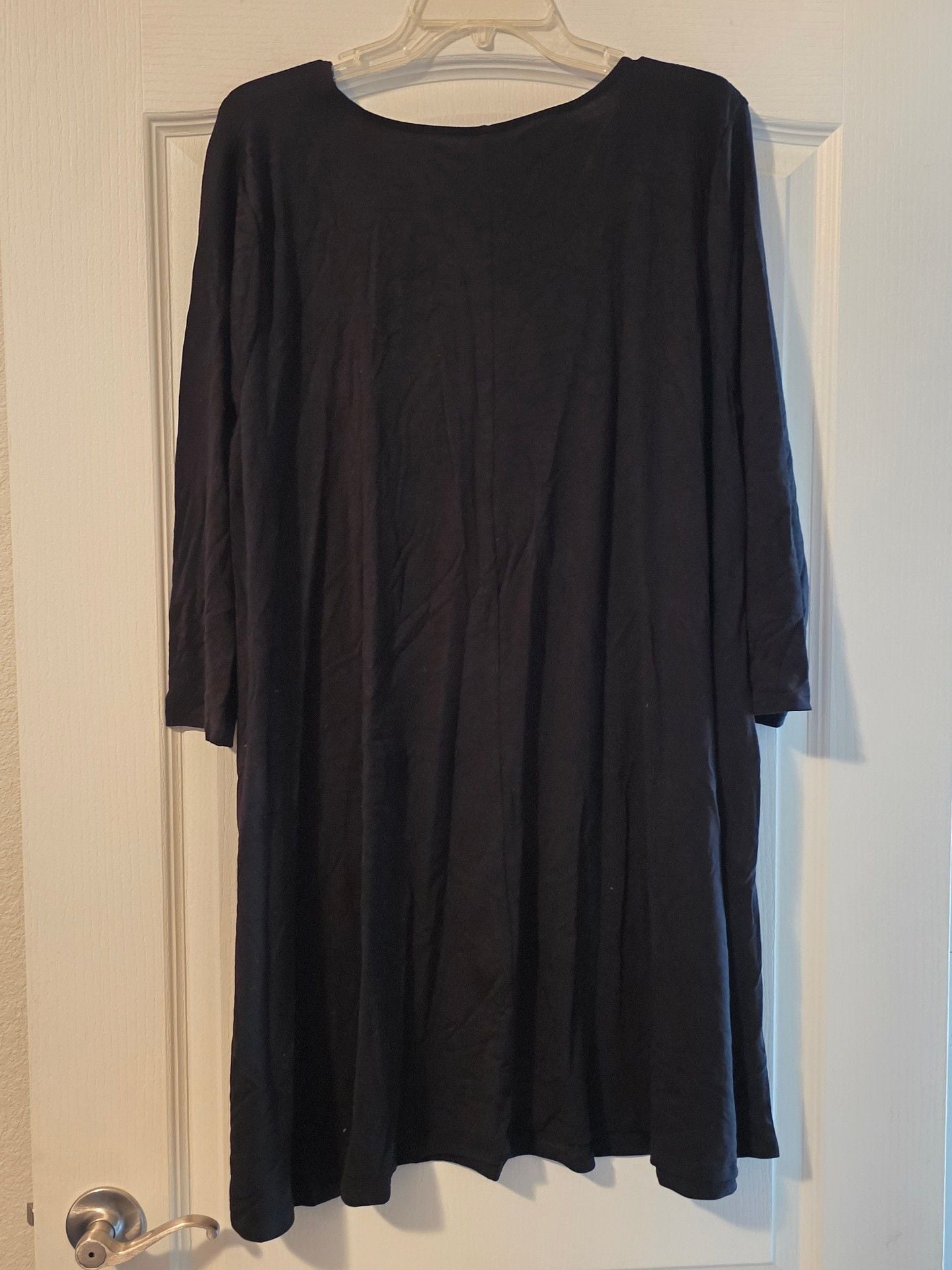 42POPS Dress Length Tunic Top Size 3X Black Long Sleeve Knit Fabric 3