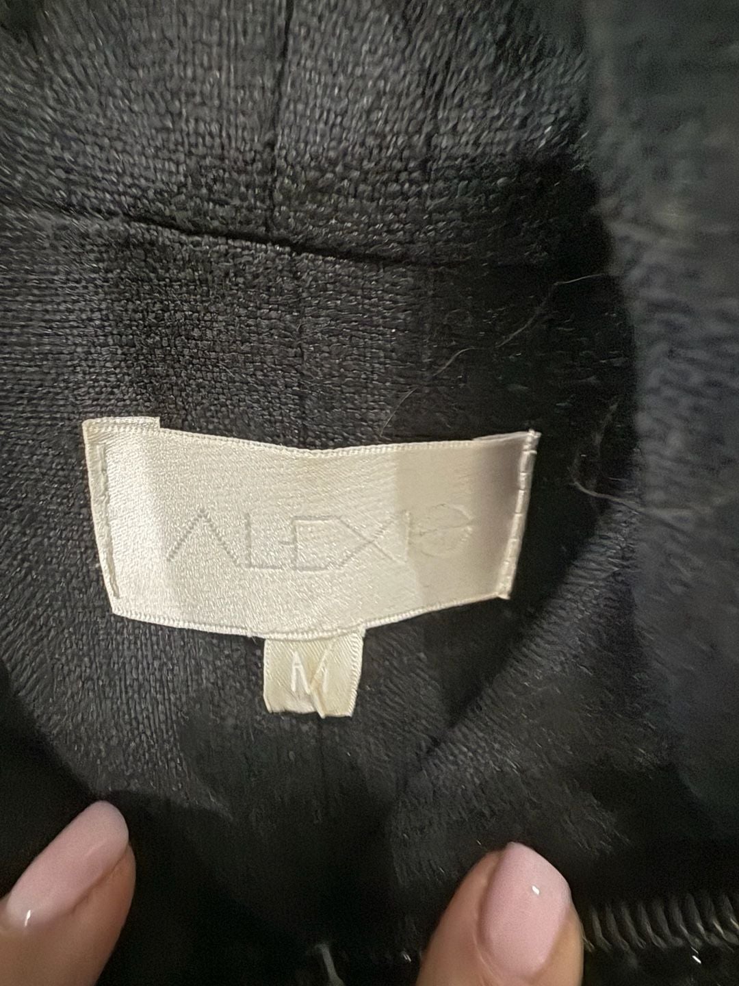 Alexis Tweed Hooded Vest Size M Black Leather Trim 3