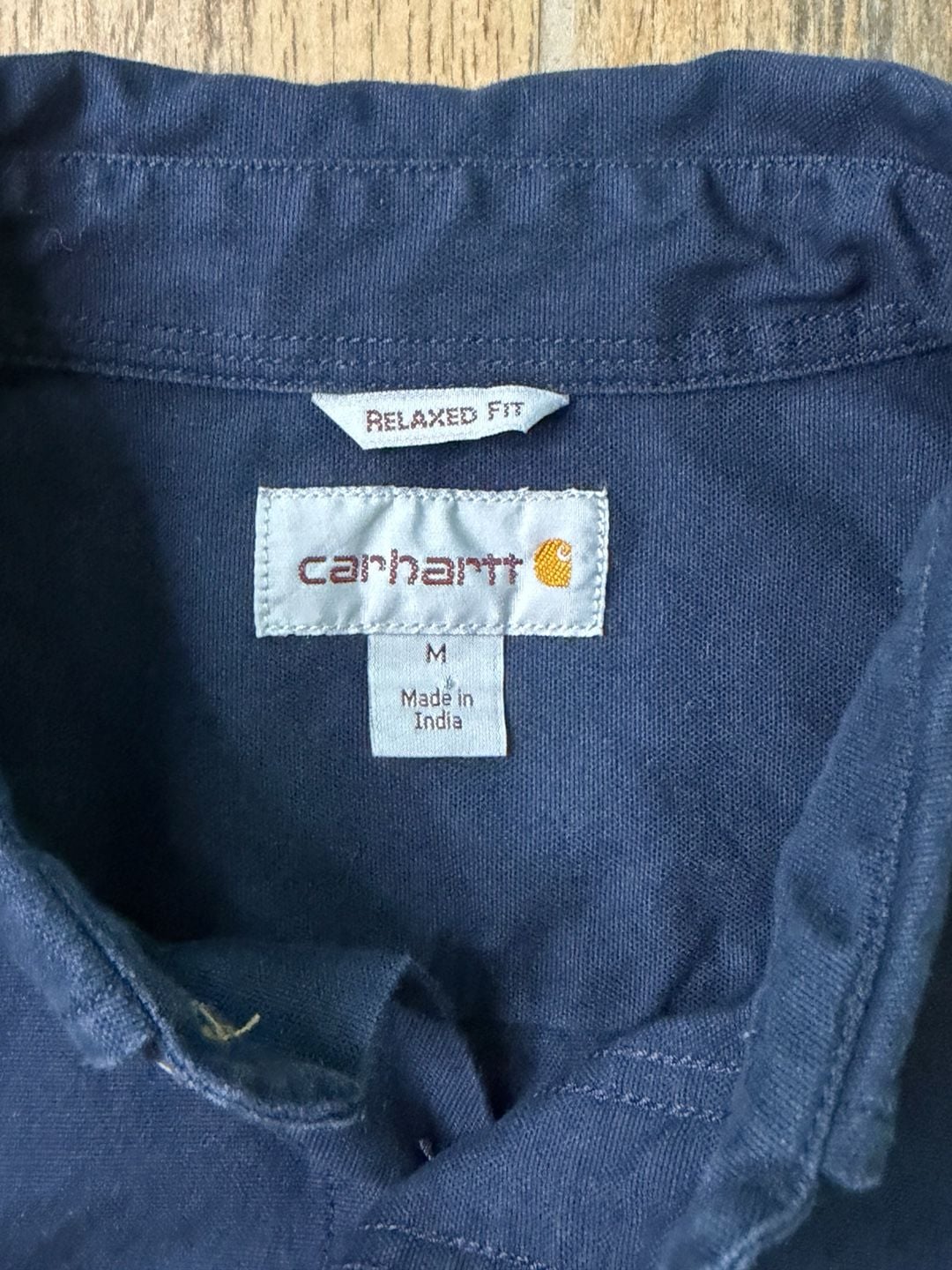 Carhartt Relaxed Fit Short Sleeve Button Down Shirt Size M Navy Blue 3
