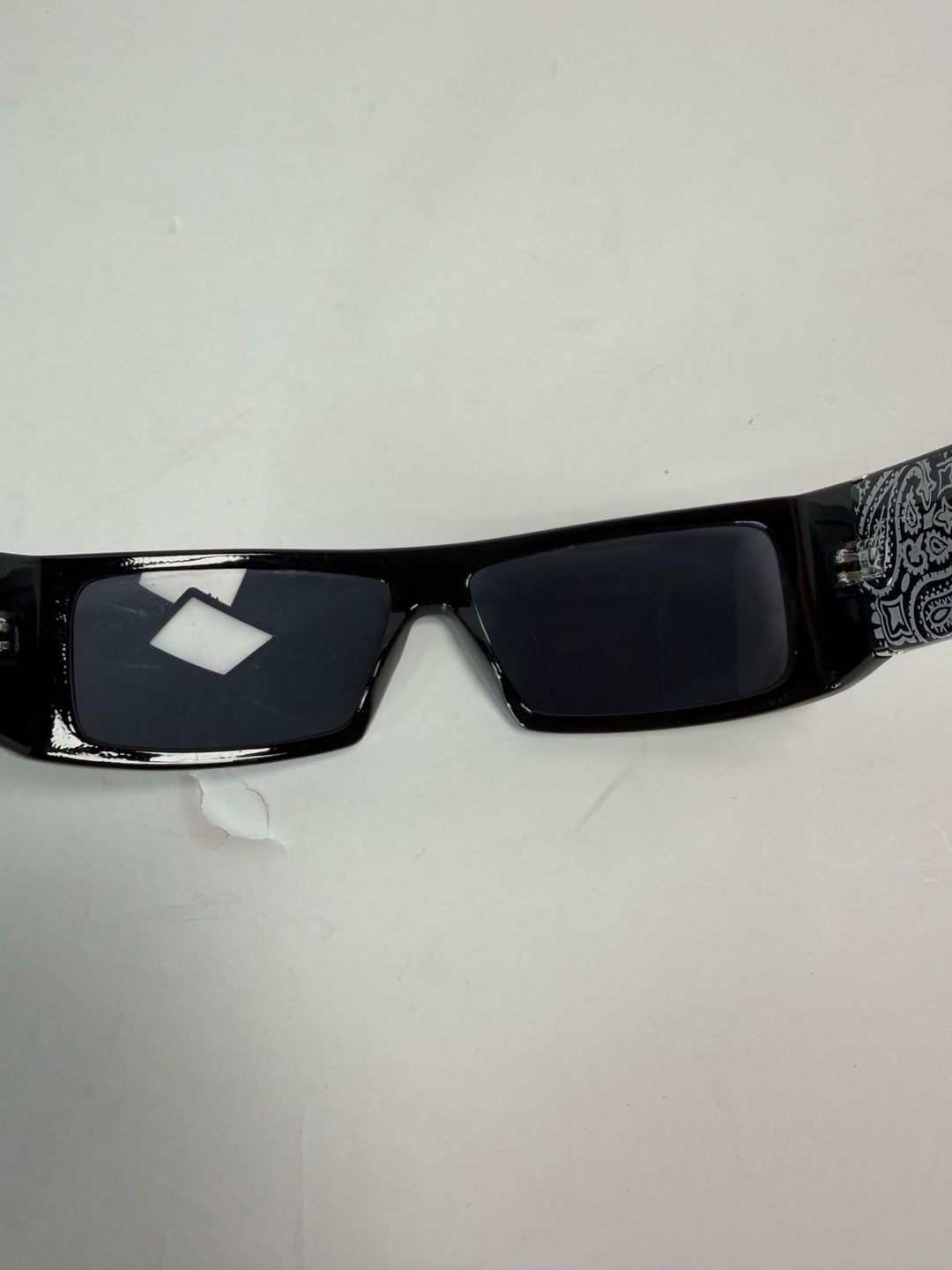 Y2K Locs Hardcore Sunglasses Black Rectangular Frame Bandana Print 7