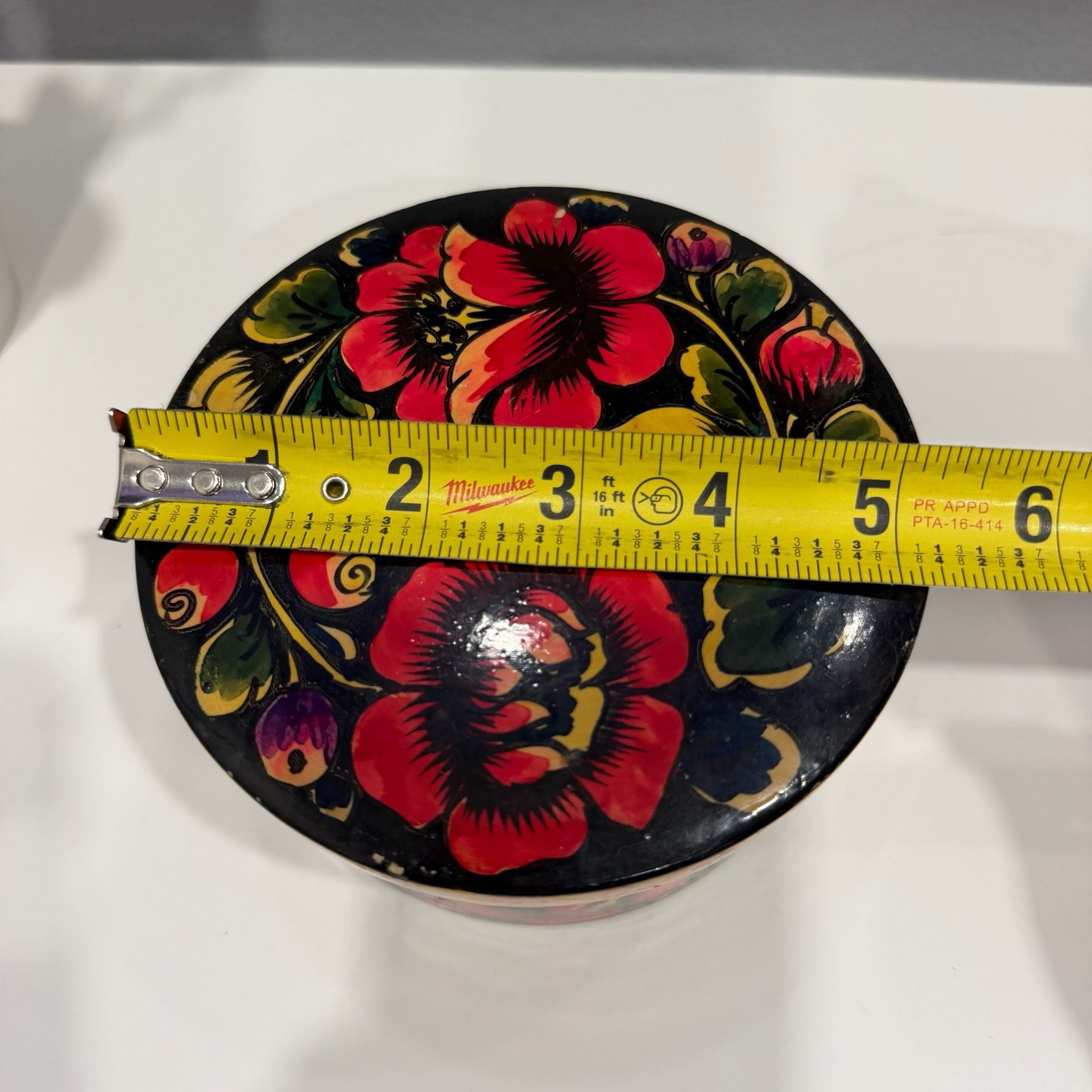 Vintage Hand Painted Russian Wooden Trinket Box Floral Folk Art 10