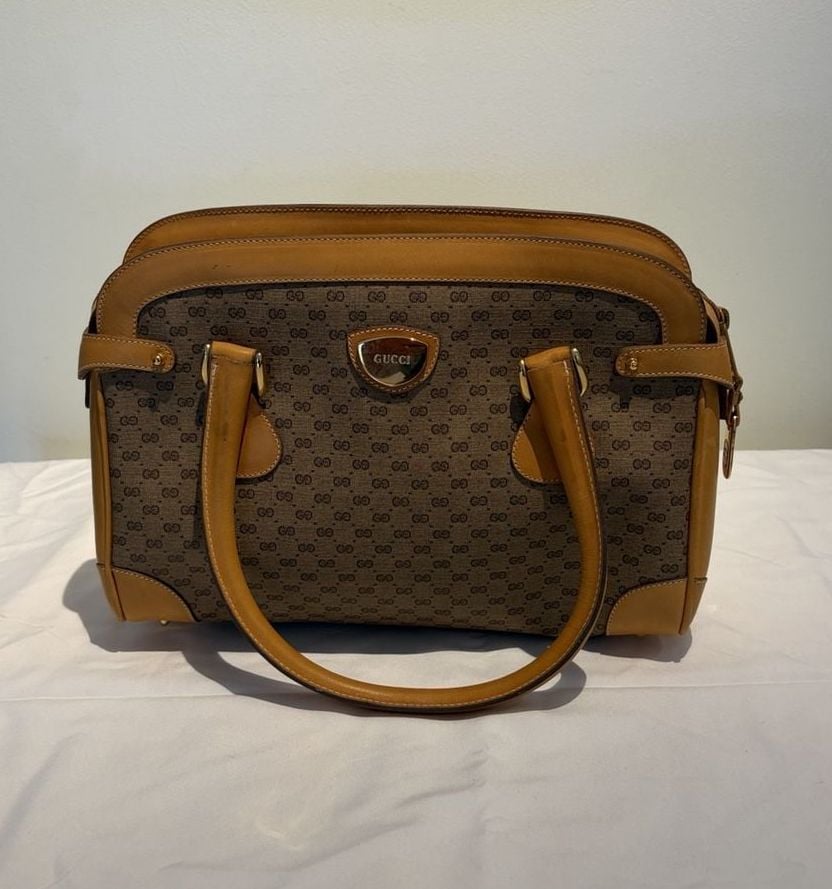 Gucci Micro GG Supreme Handbag Brown Tan Leather 2