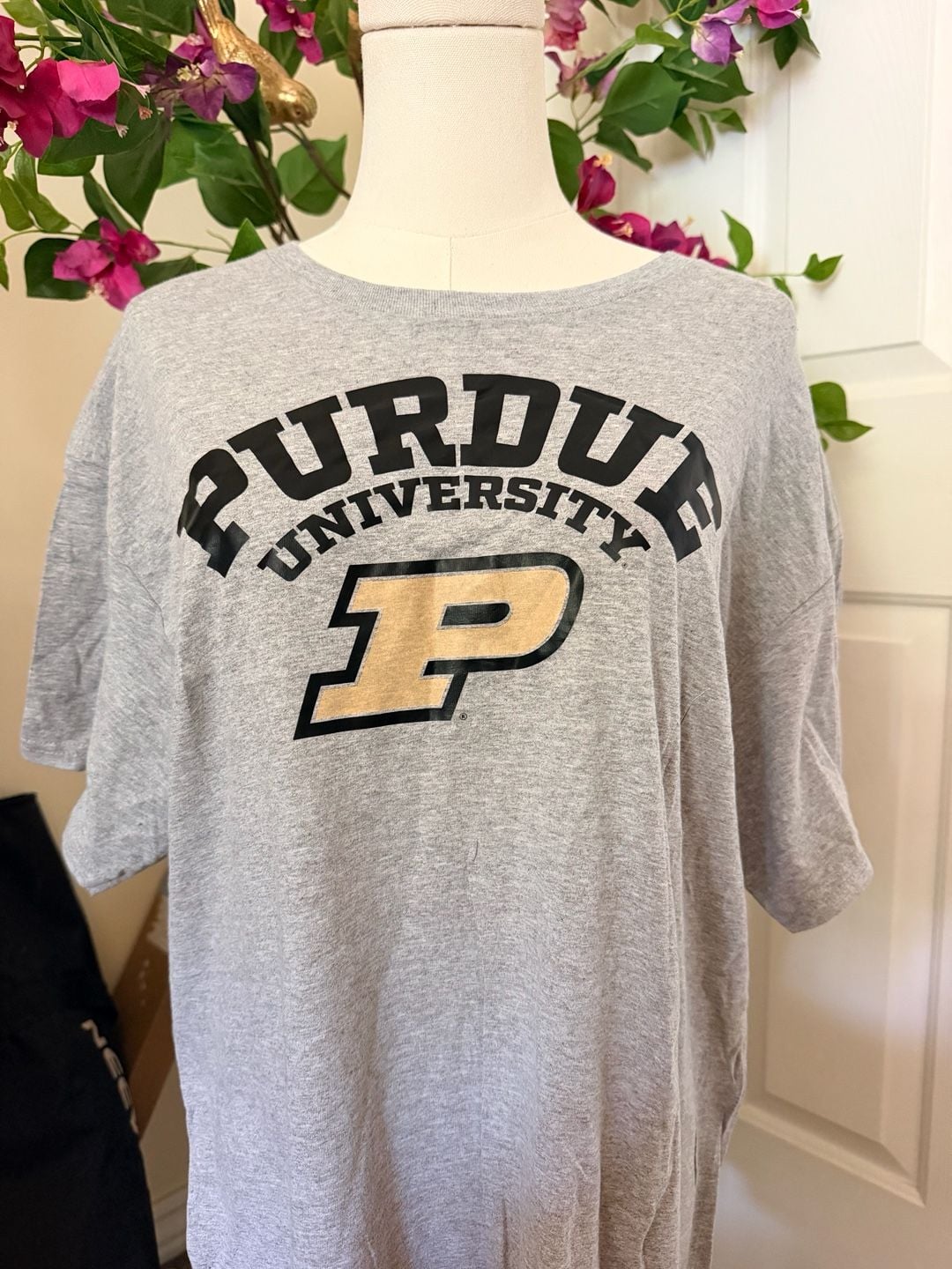 Gildan Purdue University T-Shirt Size L Gray Graphic Logo Short Sleeve 1