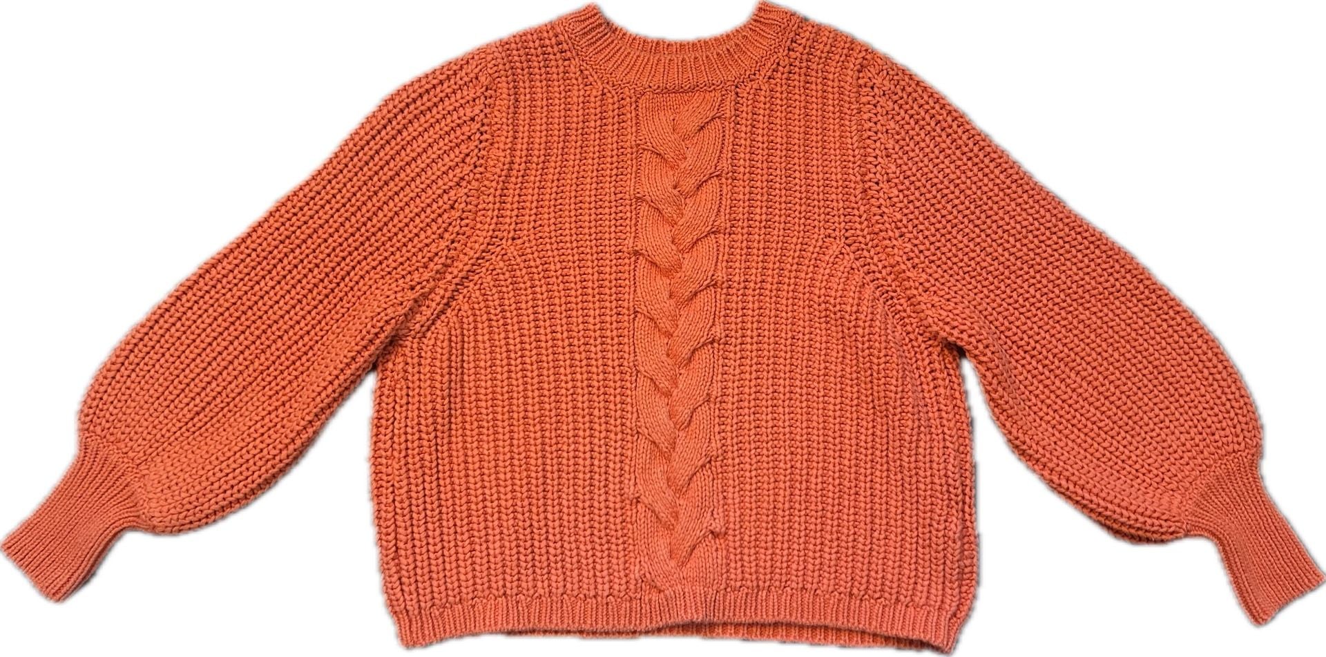 Sézane Jazz Cable Knit Jumper Orange Balloon Sleeve Chunky Knit NWOT 3
