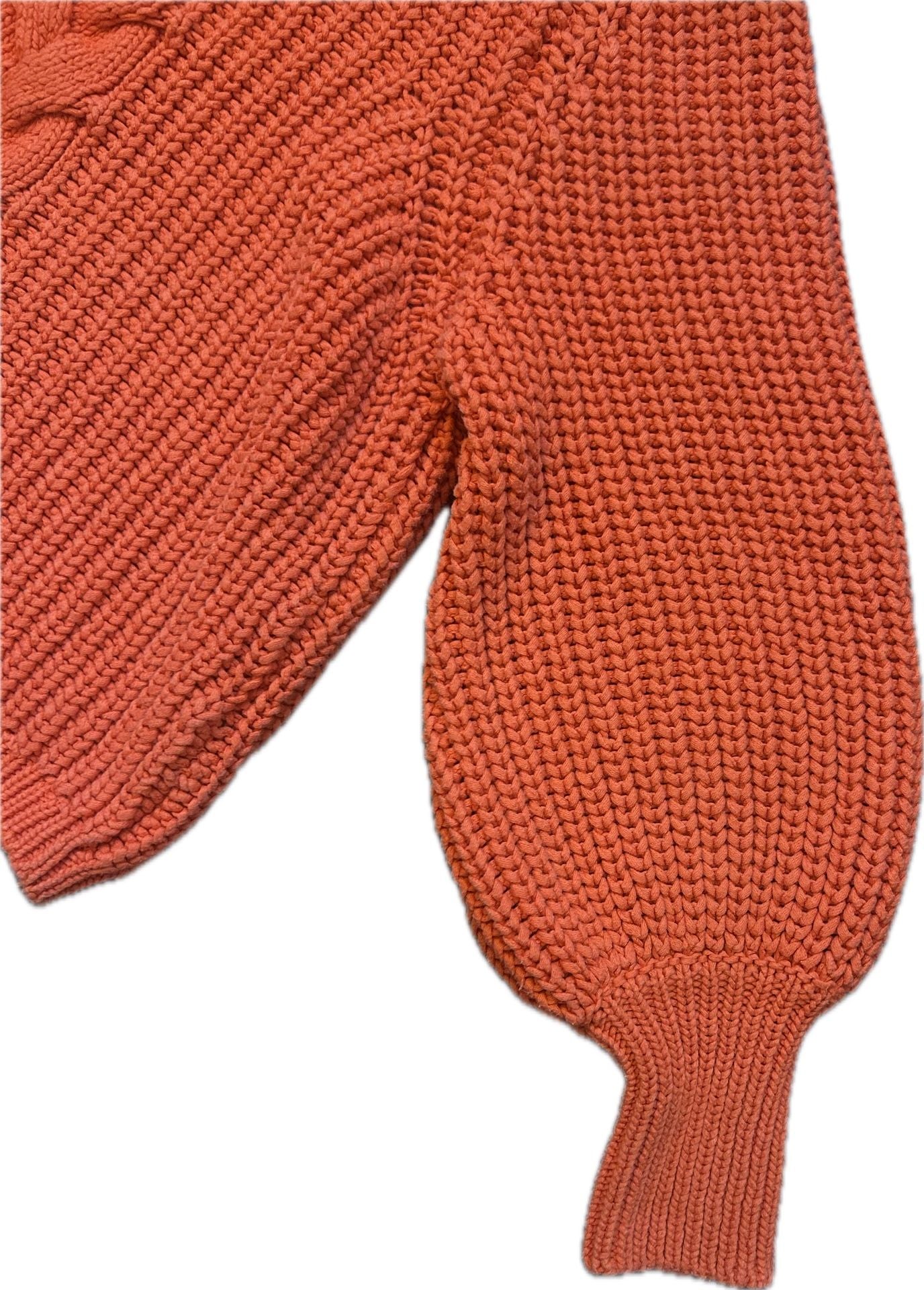 Sézane Jazz Cable Knit Jumper Orange Balloon Sleeve Chunky Knit NWOT 4