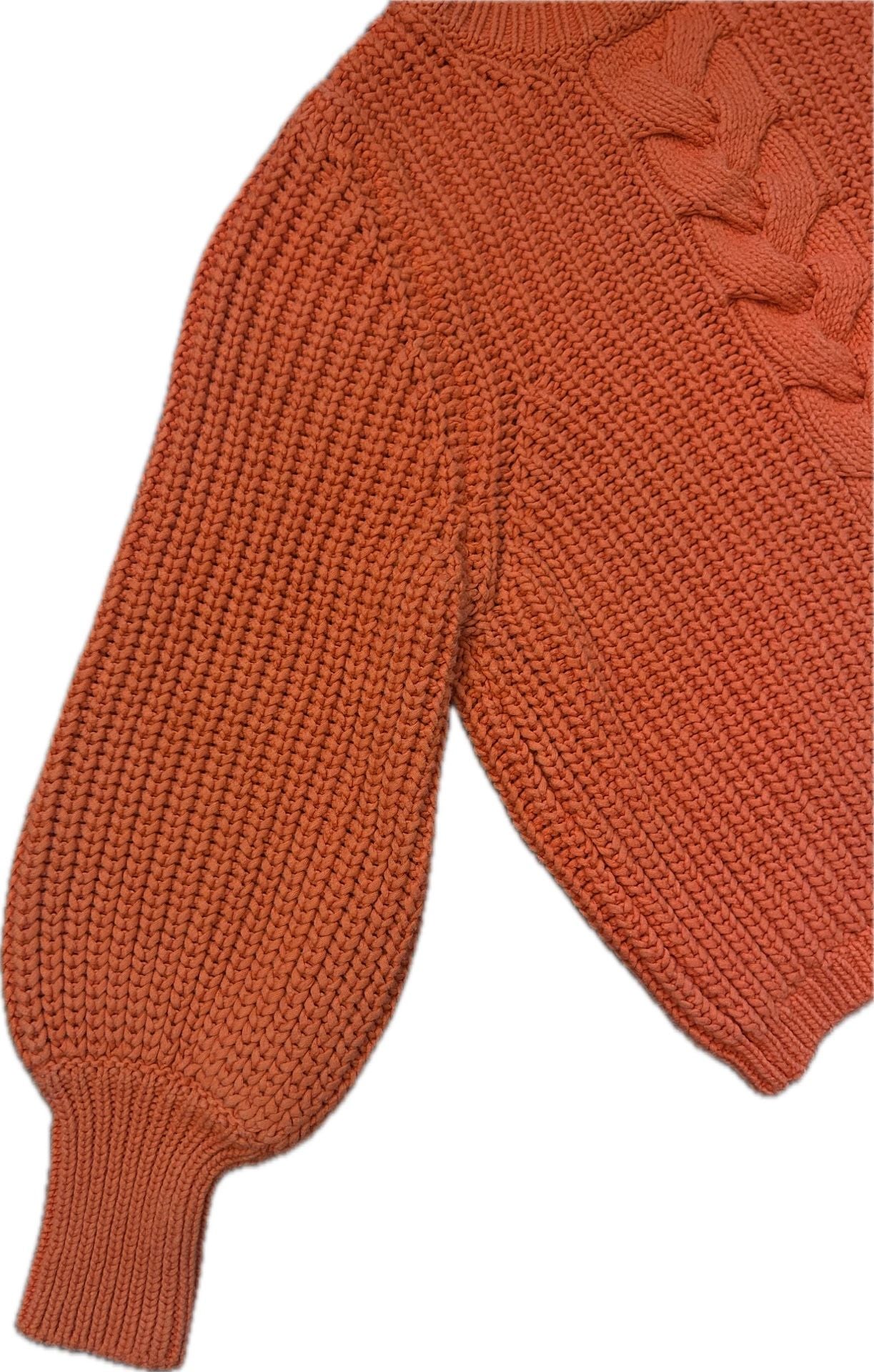 Sézane Jazz Cable Knit Jumper Orange Balloon Sleeve Chunky Knit NWOT 5
