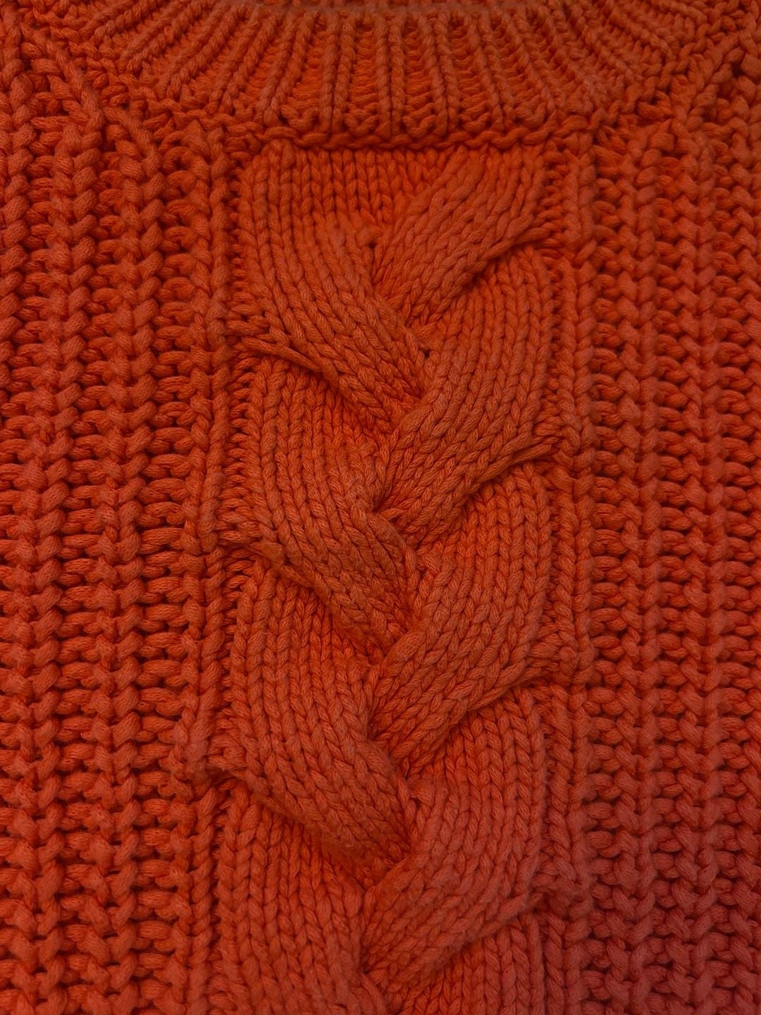 Sézane Jazz Cable Knit Jumper Orange Balloon Sleeve Chunky Knit NWOT 8