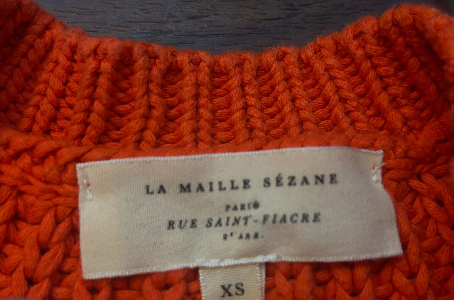 Sézane Jazz Cable Knit Jumper Orange Balloon Sleeve Chunky Knit NWOT 9