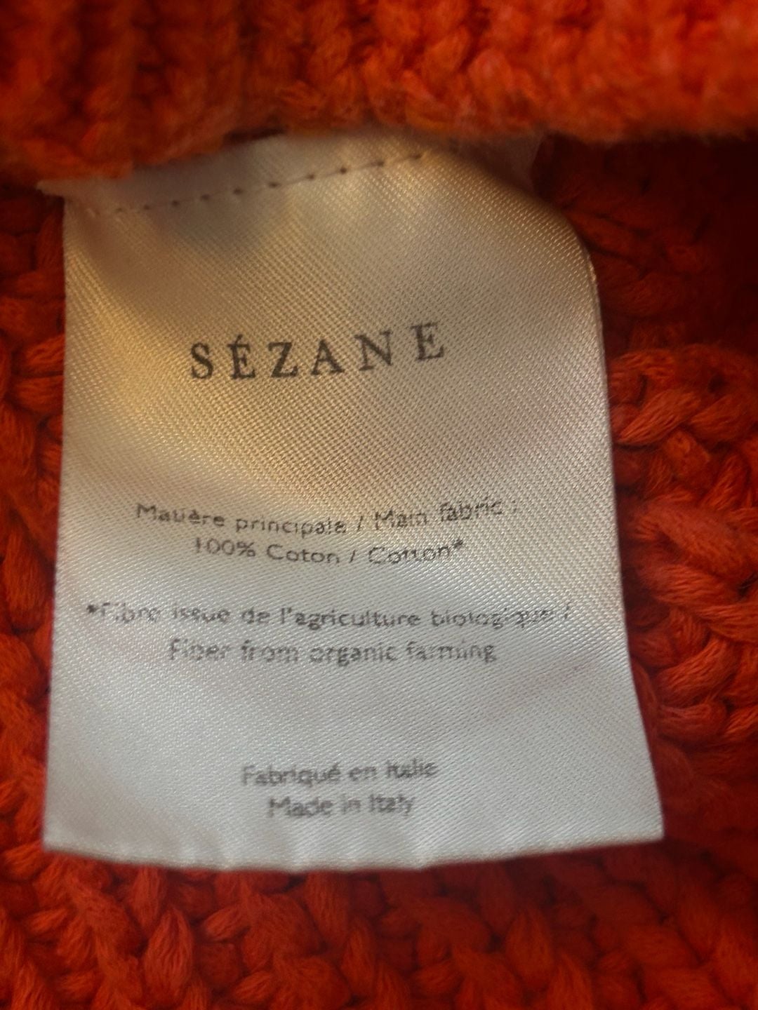 Sézane Jazz Cable Knit Jumper Orange Balloon Sleeve Chunky Knit NWOT 10