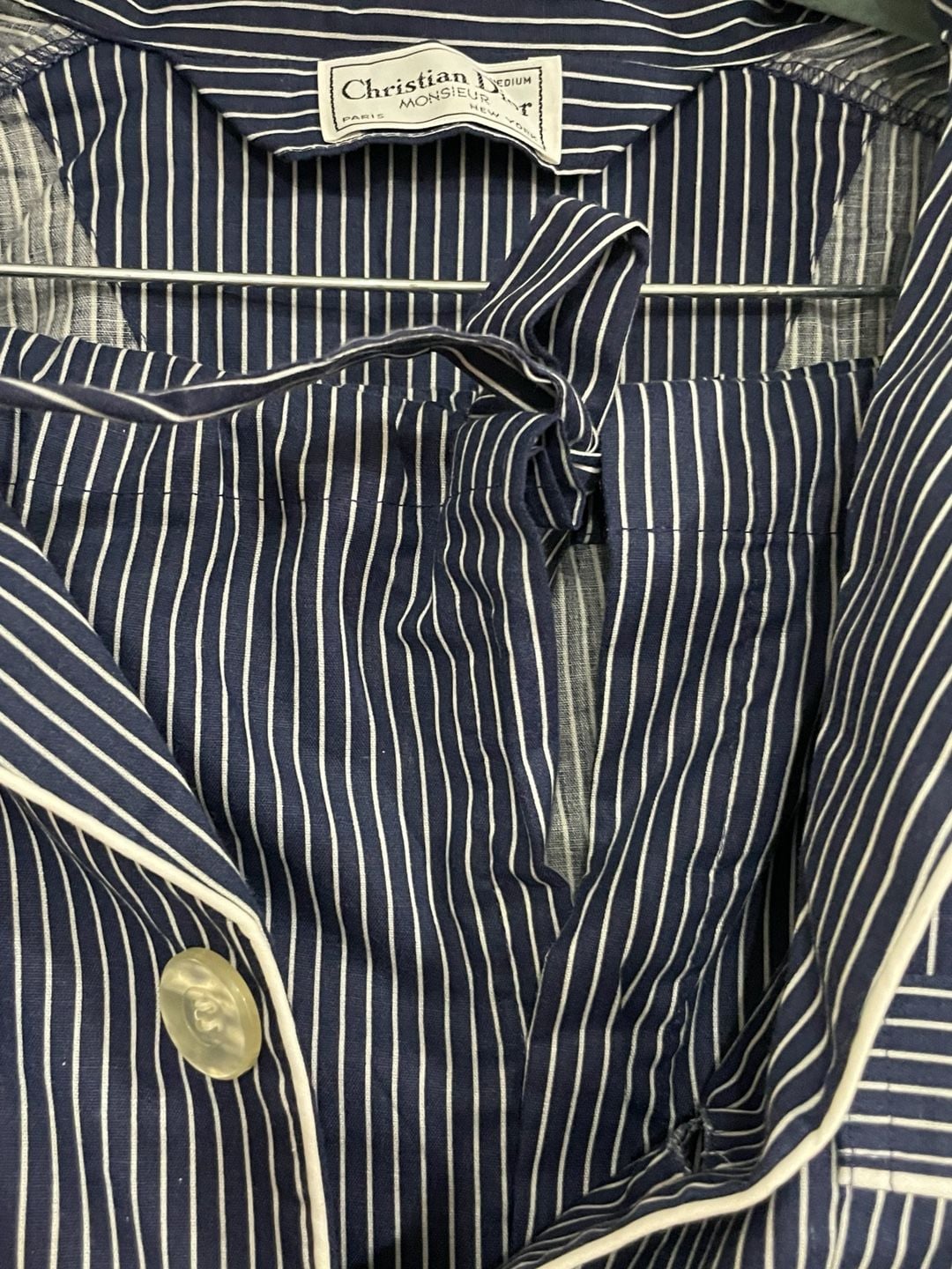Christian Dior Monsieur Pajama Set Size Medium Blue White Pinstripe 6