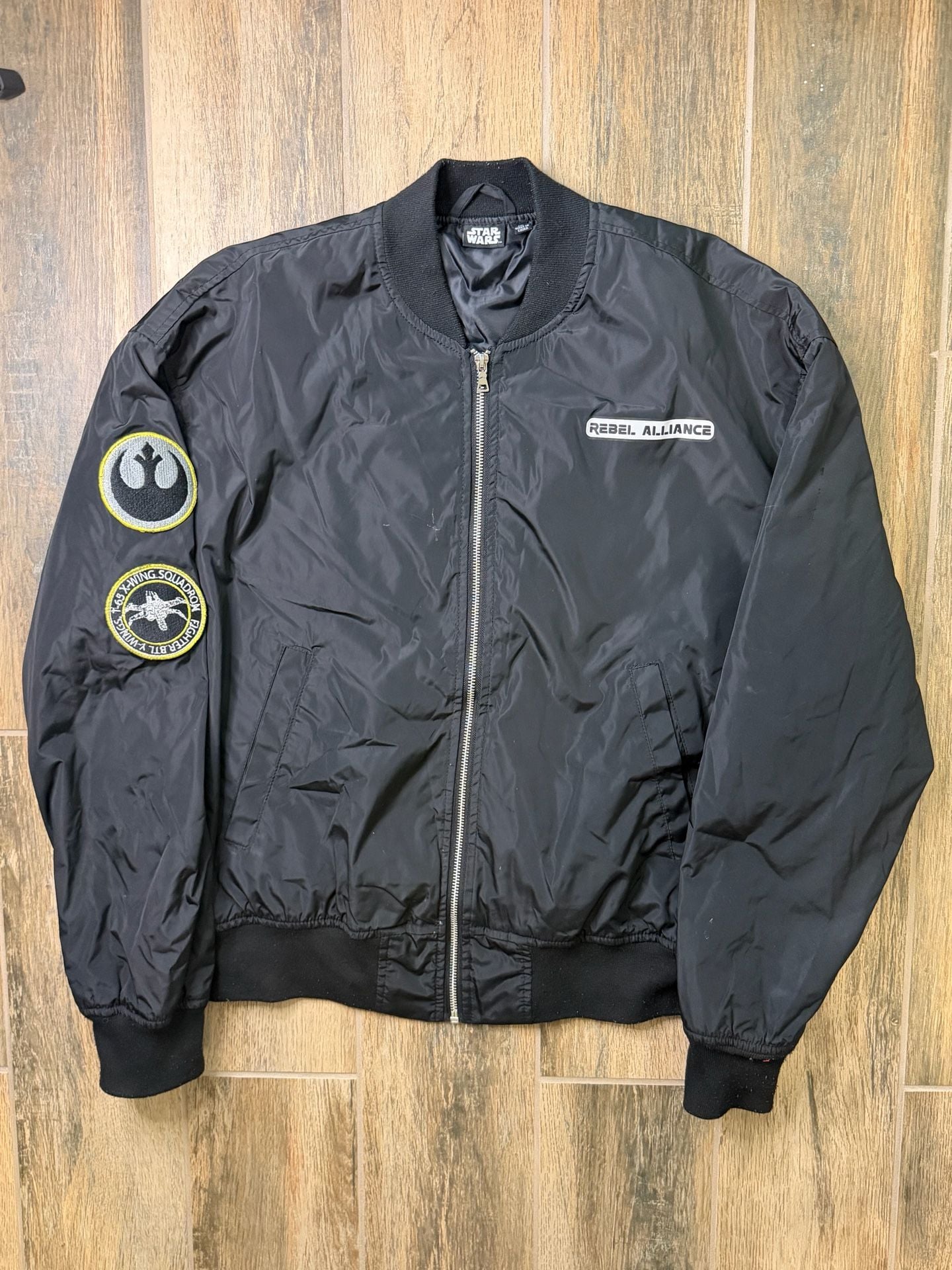 Men’s Star Wars Rebel Alliance Bomber Jacket Size M Black X-Wing Squadron Gift 2