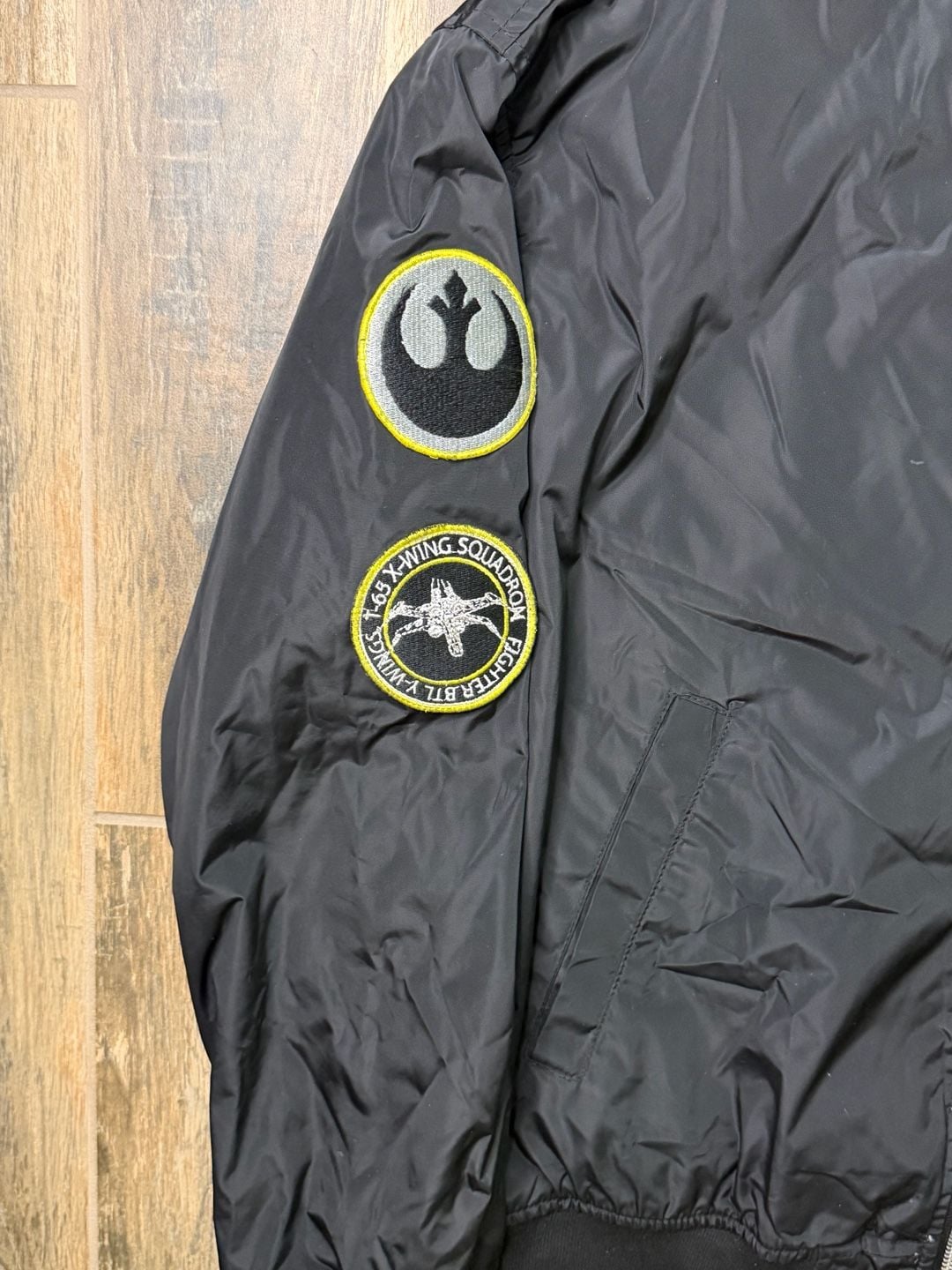 Men’s Star Wars Rebel Alliance Bomber Jacket Size M Black X-Wing Squadron Gift 3
