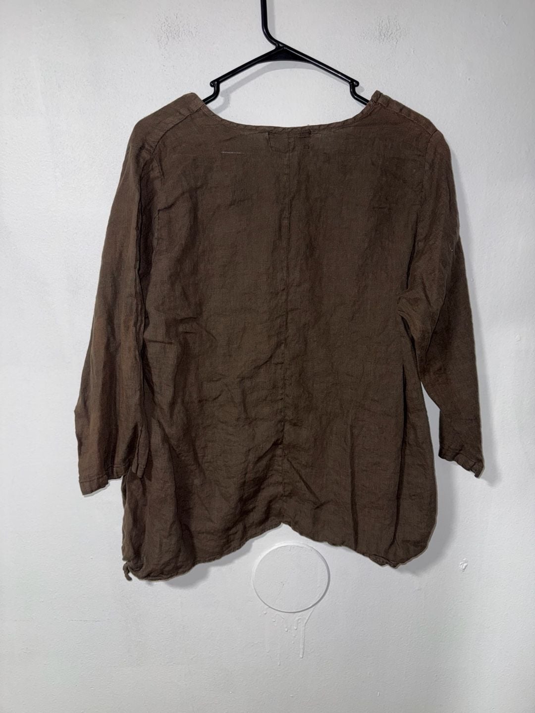 La Fixsun Linen Top Size M Brown V-Neck Blouse 3