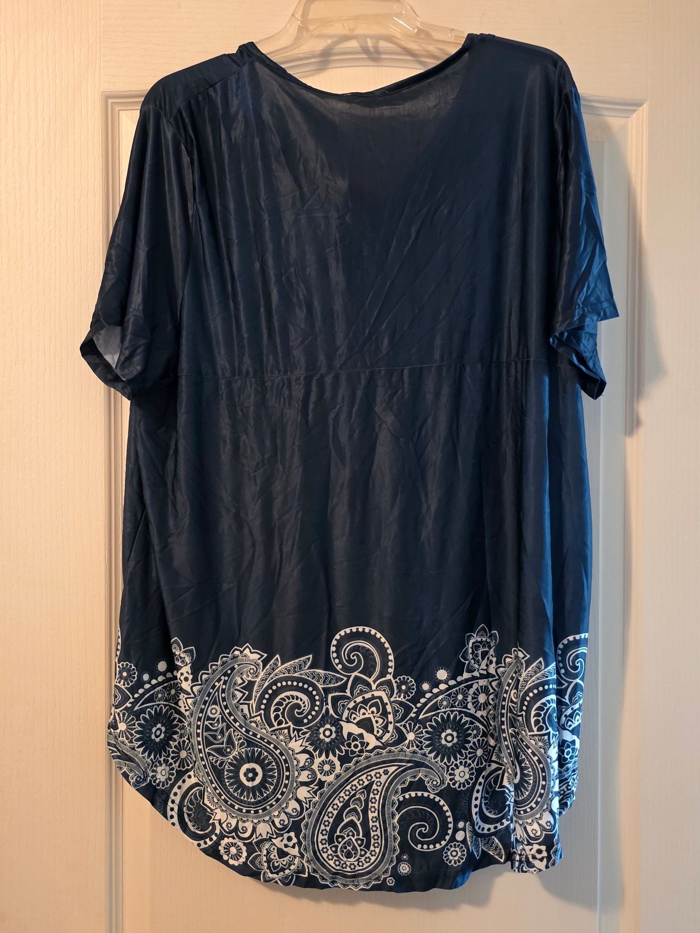 NWT Simply Aster By Firmiana Top Size 3X Blue Paisley Pleated Tunic Blouse 3