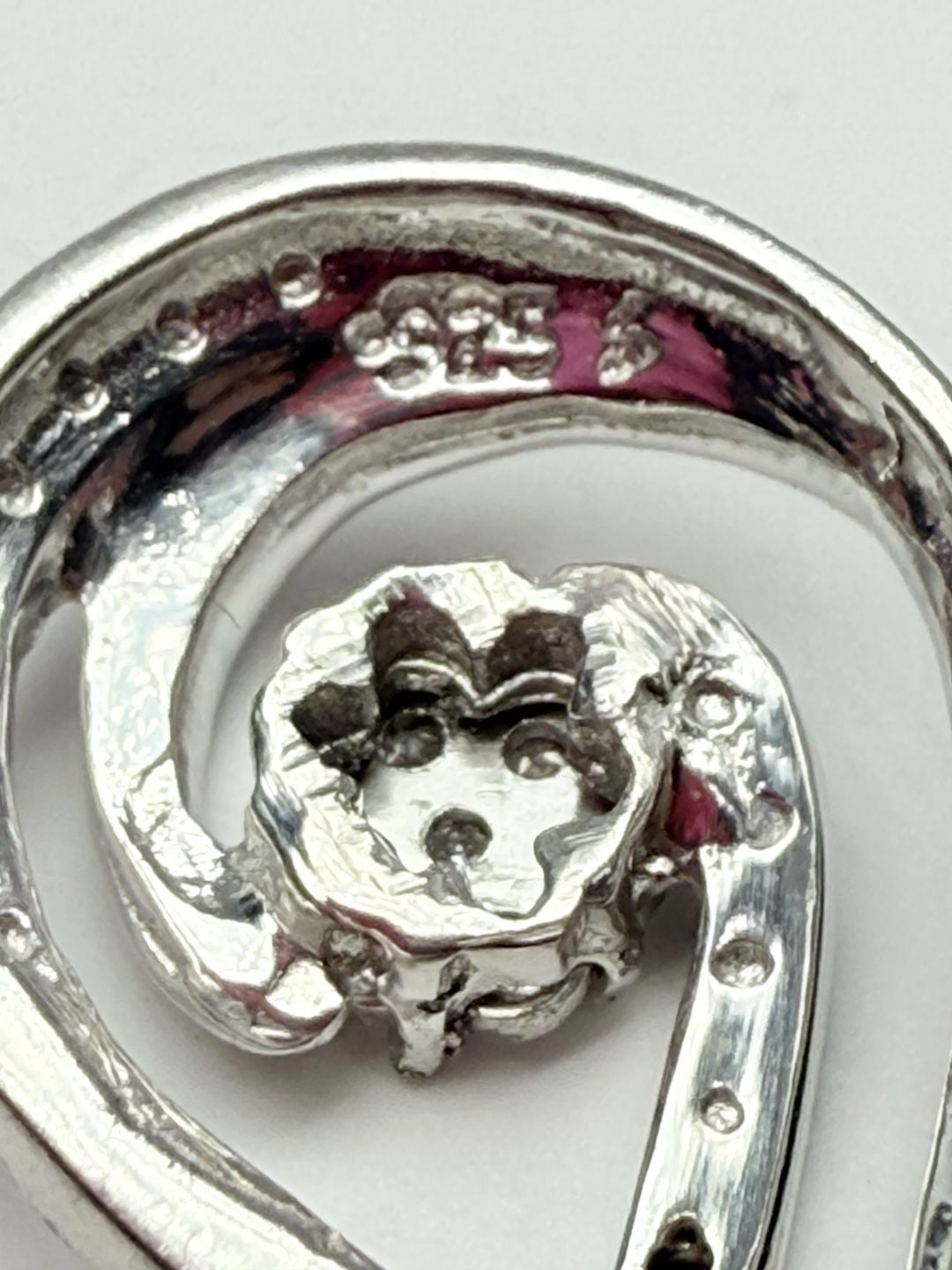 Sterling Silver White And Black Diamond Swirl Pendant Necklace 7