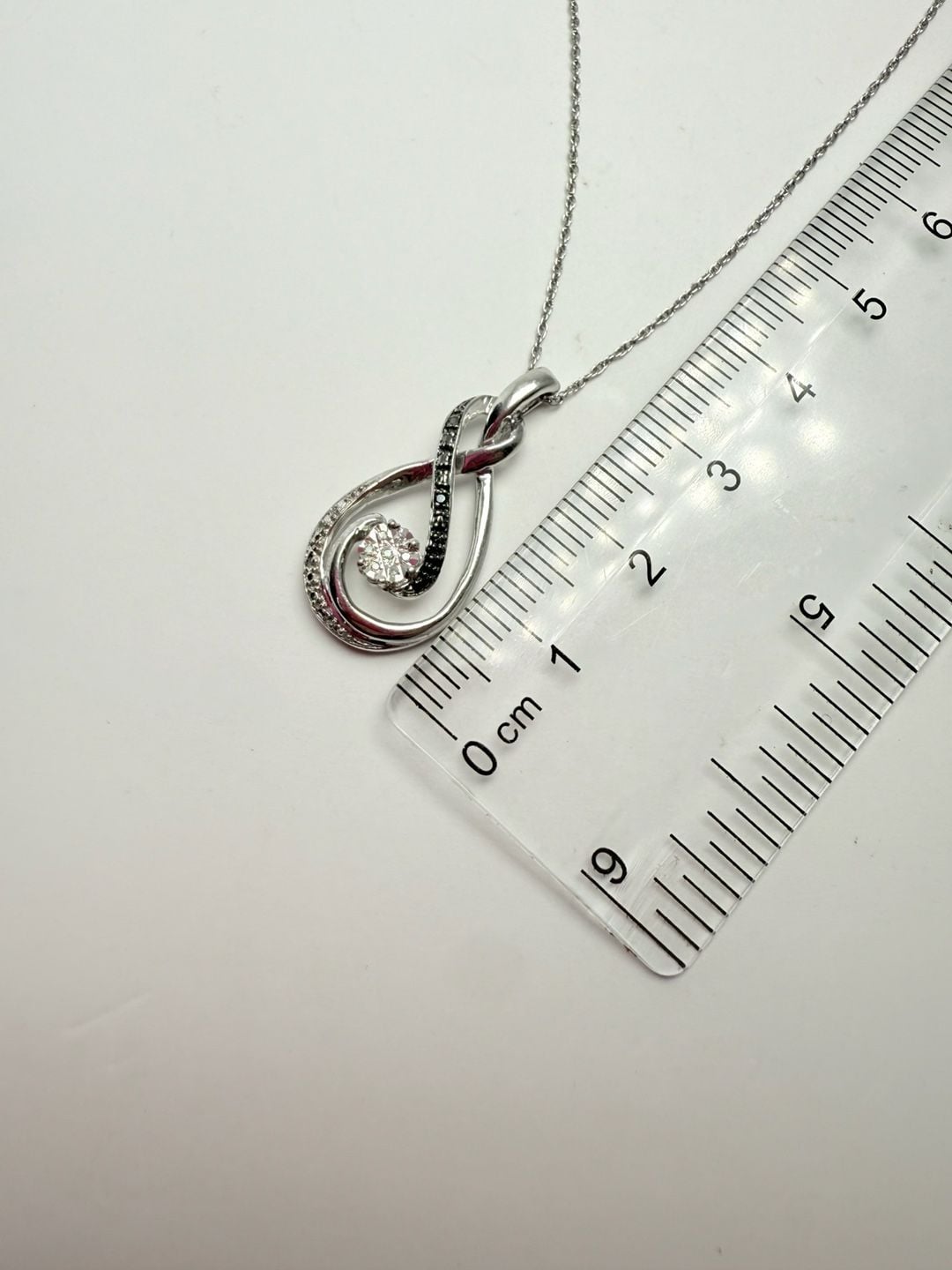 Sterling Silver White And Black Diamond Swirl Pendant Necklace 11