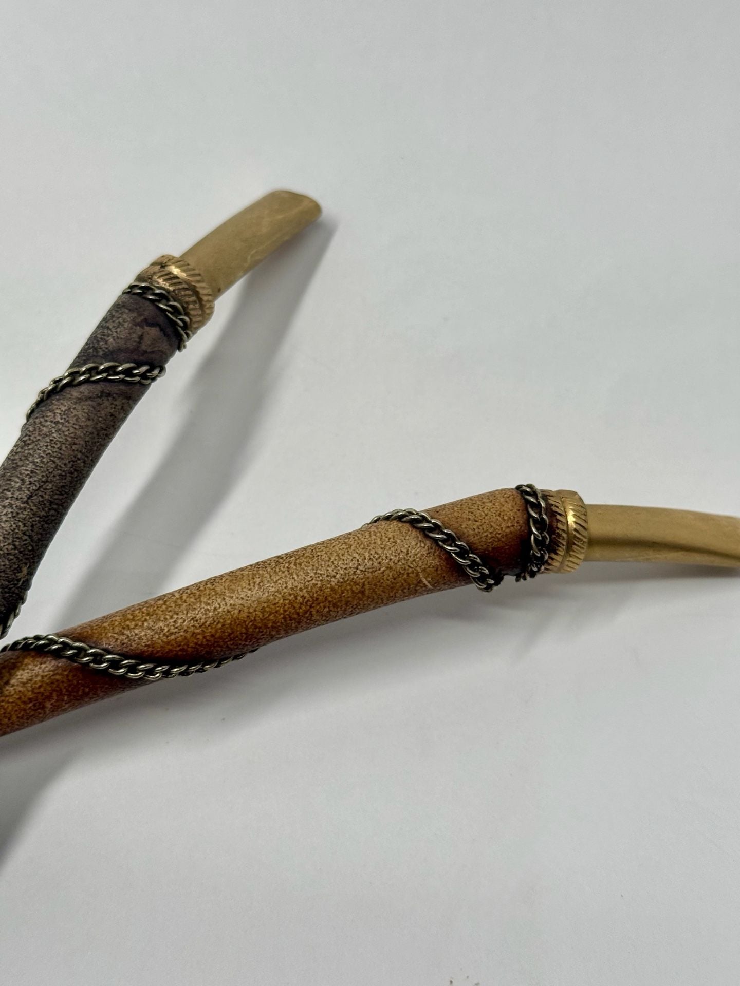Argentine Yerba Mate Straw Bombilla Set Leather Wrapped Lot of 2 5
