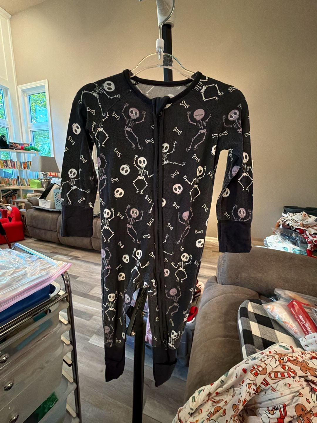 Little Sleepies Skeleton Zippy Size 3-6 Months Black Dancing Skeletons 2