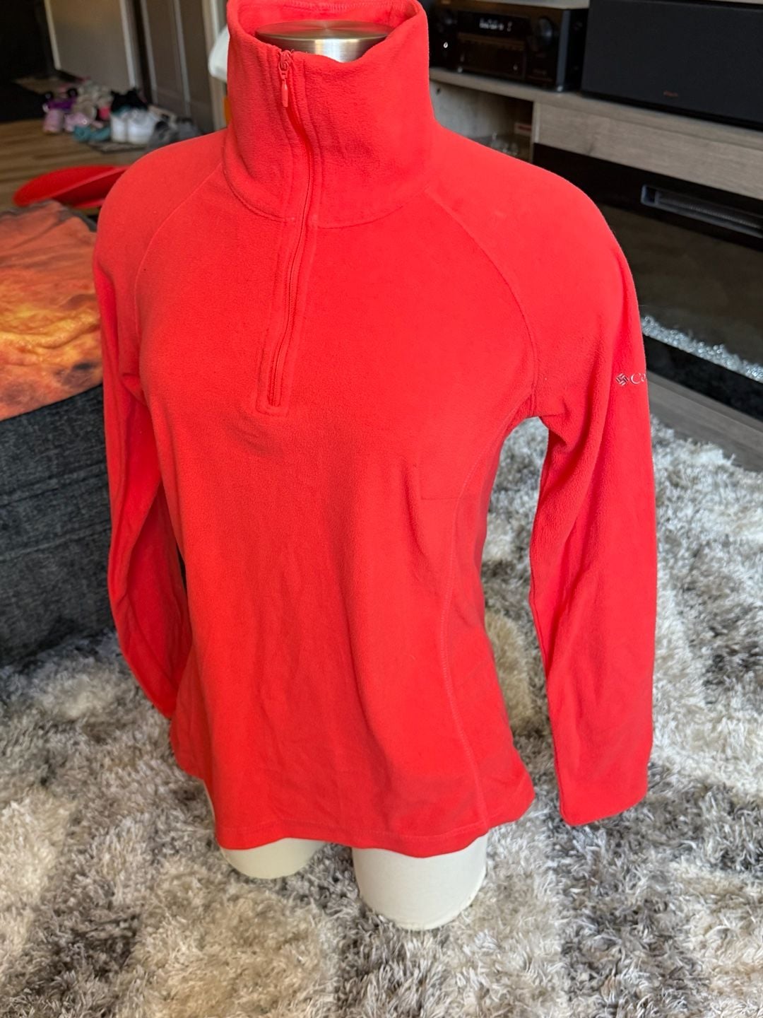Columbia Fleece Pullover Size M Red 1/4 Zip Sweatshirt 6