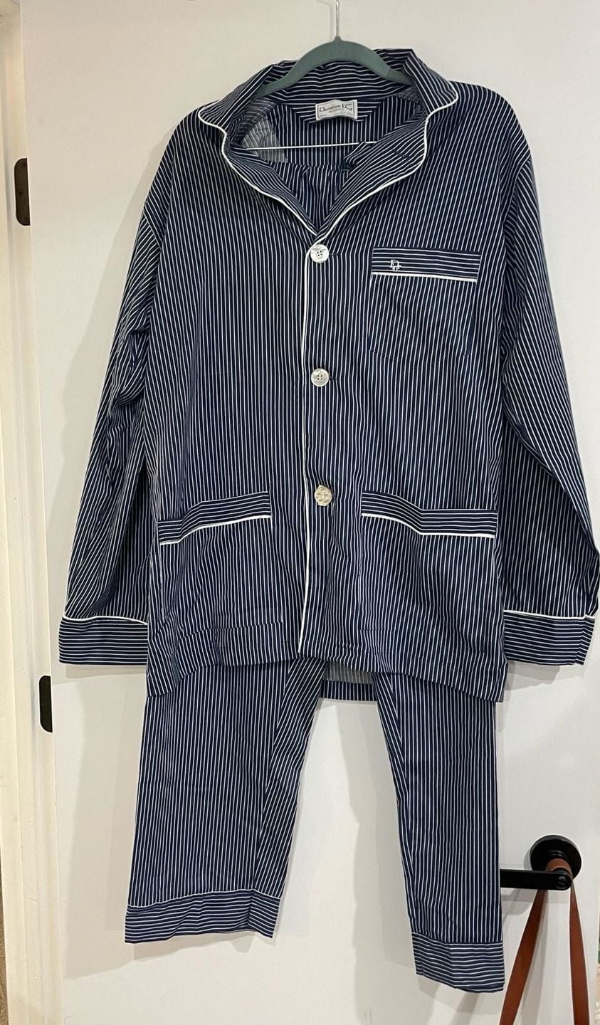 Christian Dior Monsieur Pajama Set Size Medium Blue White Pinstripe 1