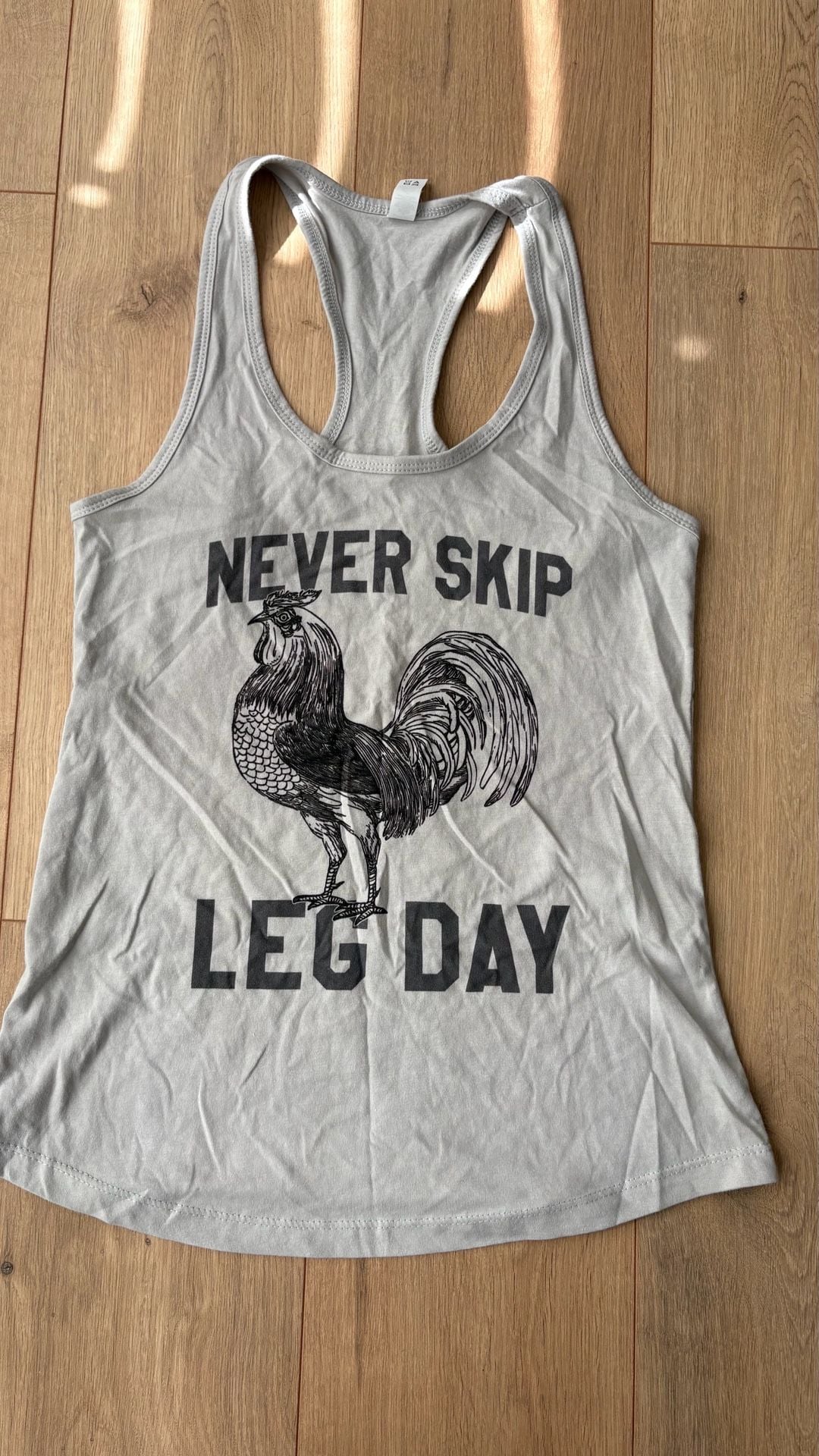 Next Level Never Skip Leg Day Size M Tank Top Gray Rooster Workout 2