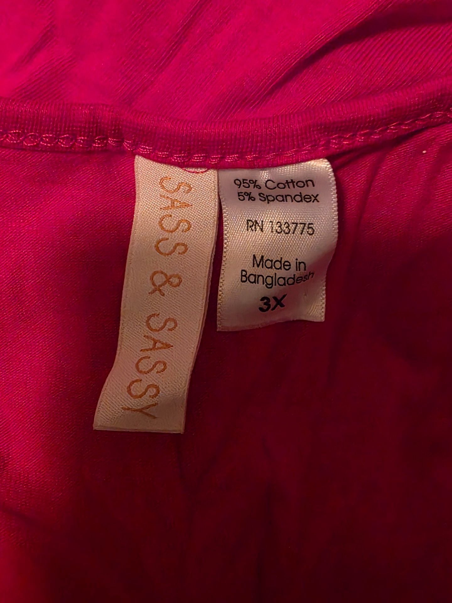 Sass & Sassy Tank Top Size 3X Red Cotton Spandex Sleeveless Shirt 4