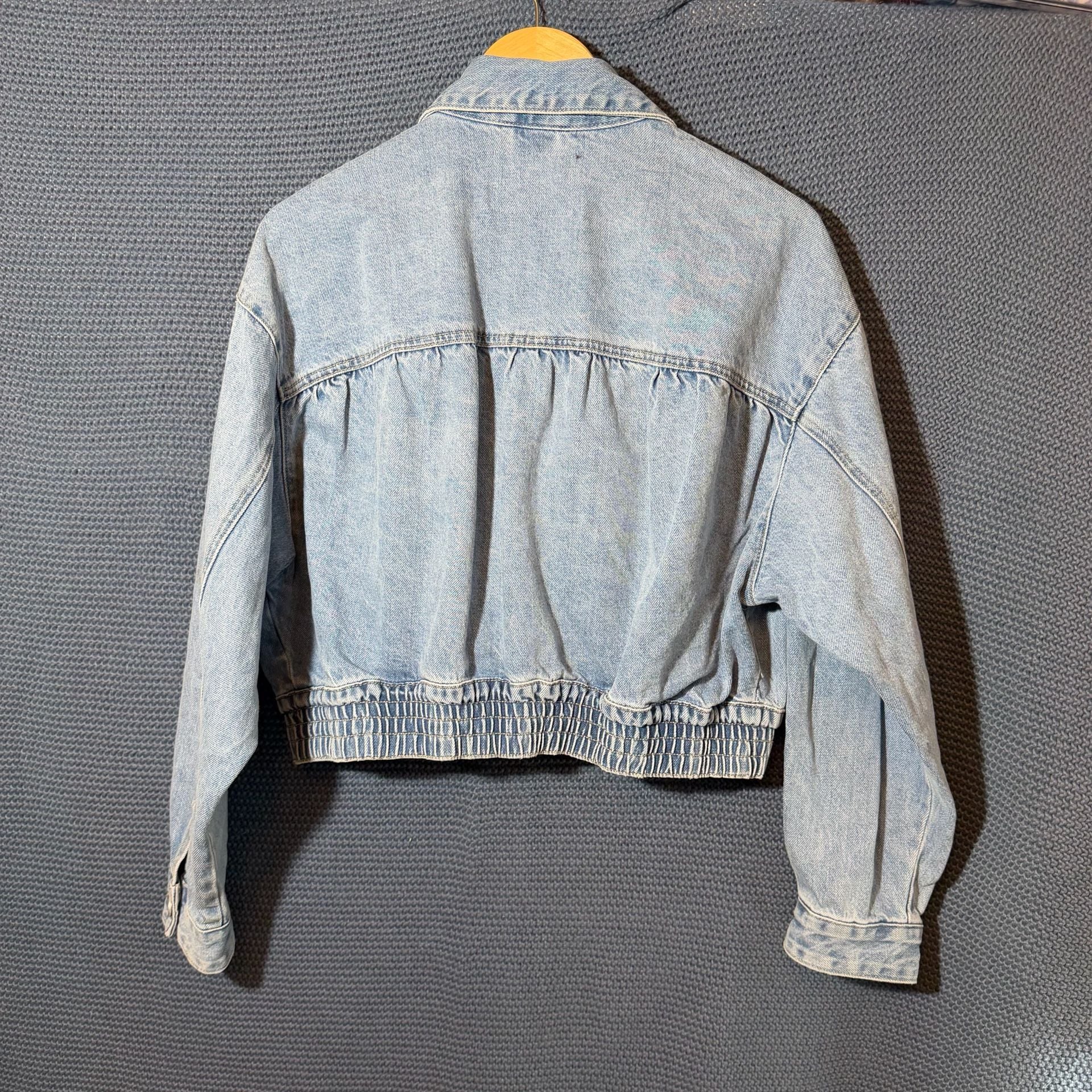 BlankNYC Denim Jacket Size M Cropped Blue Cotton Distressed 7