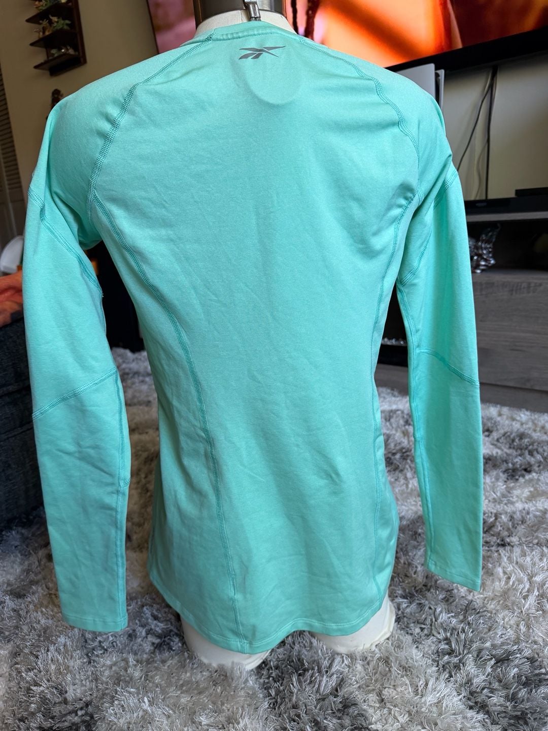 Reebok PlayDry Long Sleeve Athletic Shirt Size L Mint Green 4