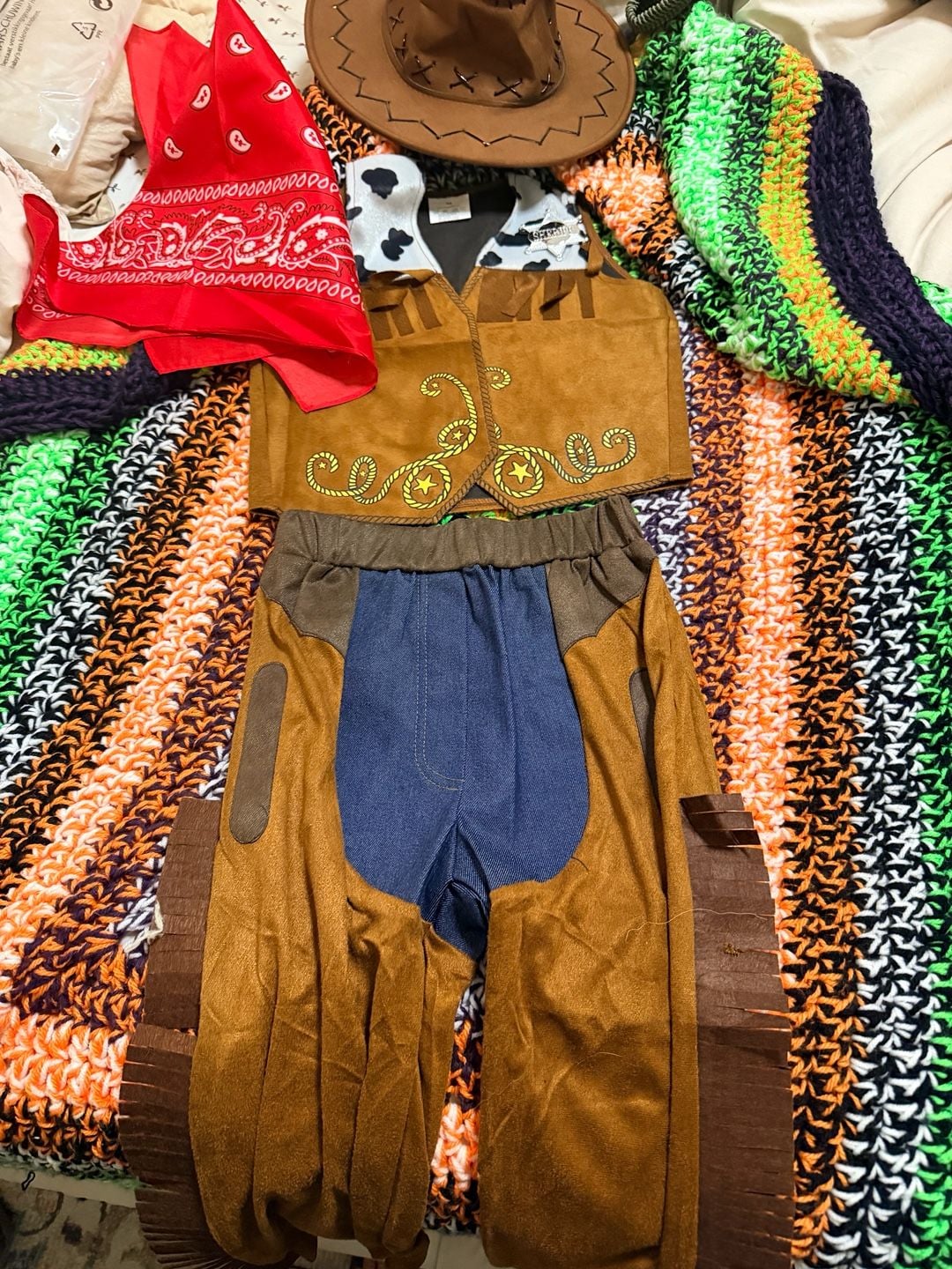Unbranded Cowboy Costume Vest Pants Hat Red Bandana Size M 2