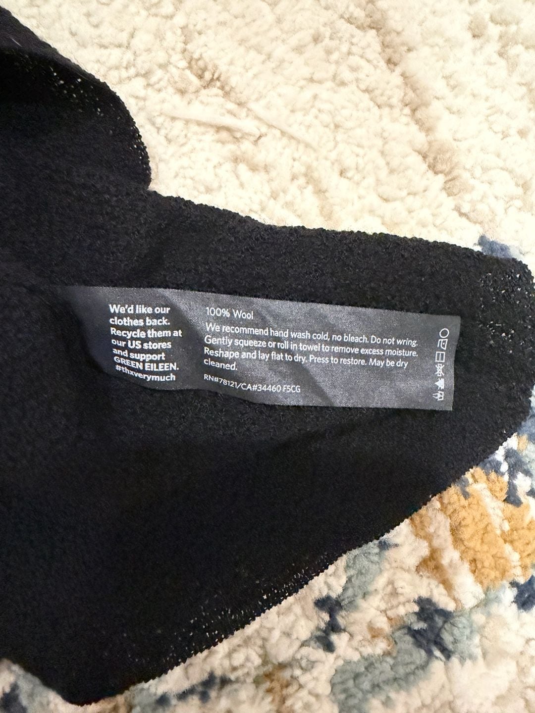 Eileen Fisher Wool Tunic Sweater Size XS Black V-Neck Asymmetrical Hem 7