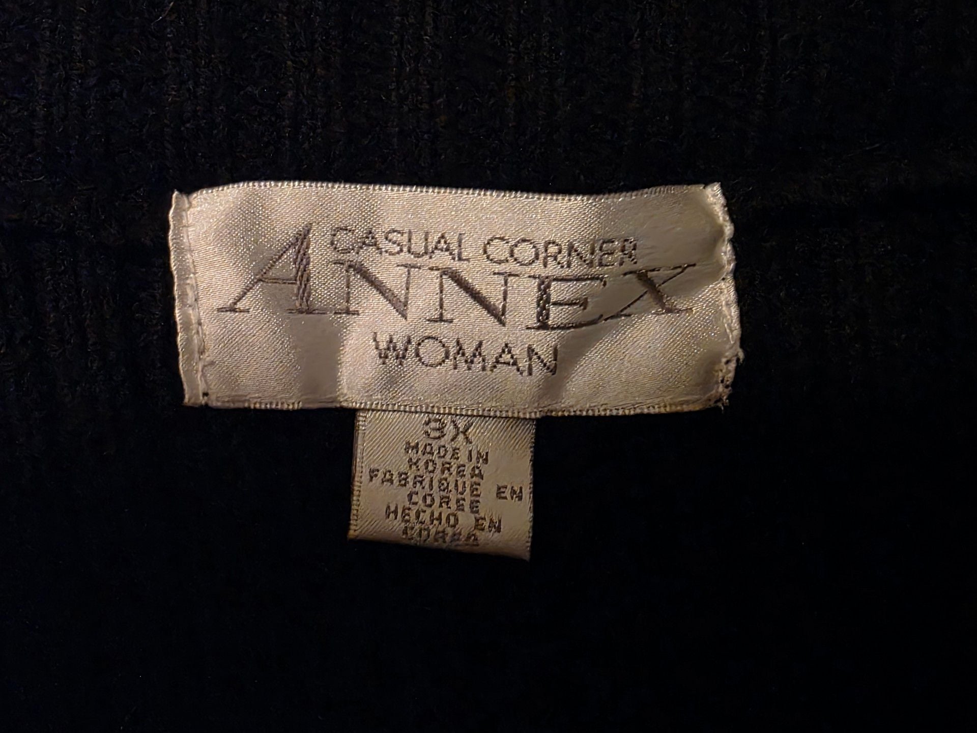Casual Corner Annex Woman Full Zip Knit Vest 3X Black Mock Neck Faux Suede 4