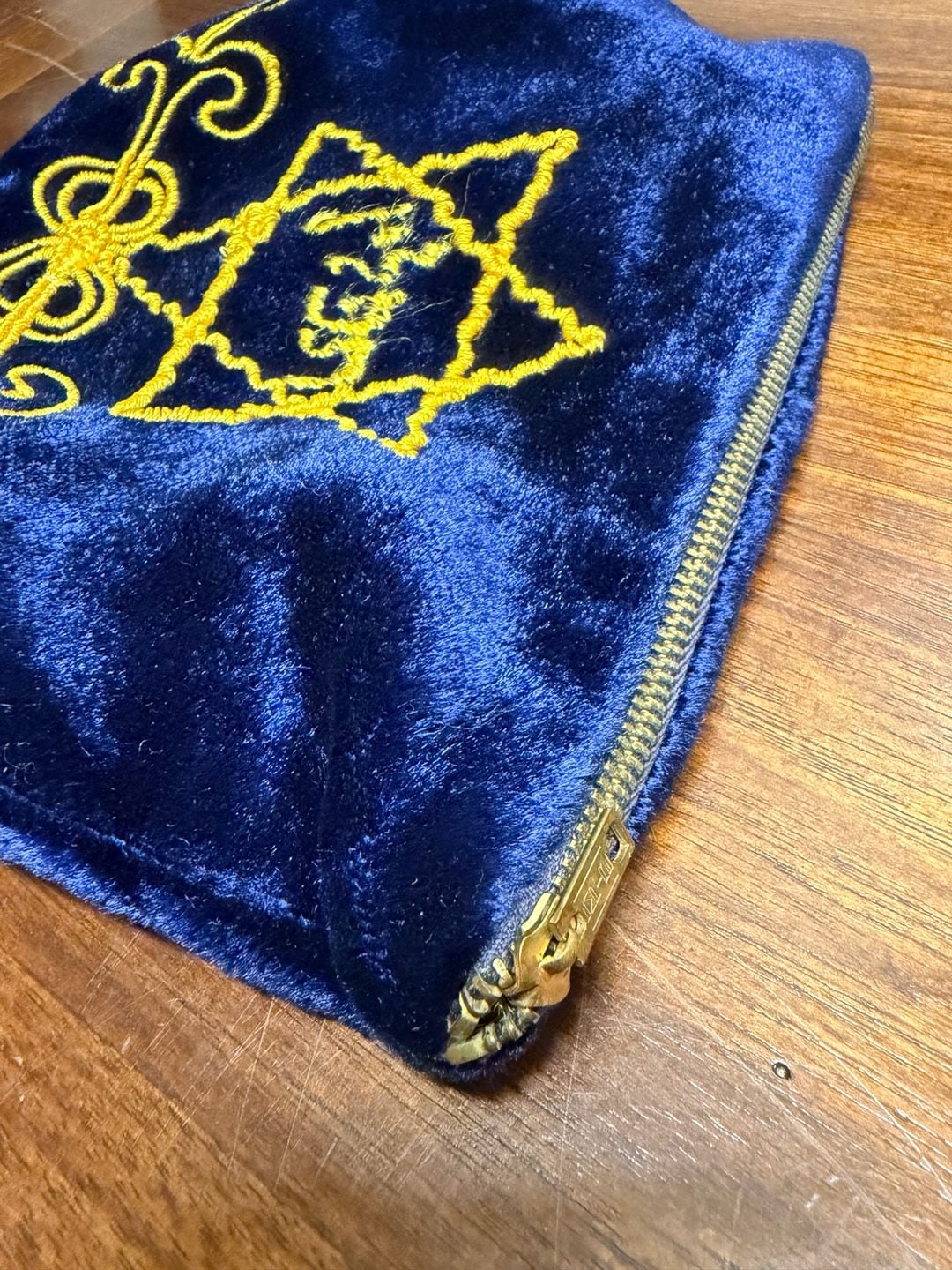 Vintage Velvet Tallis Bag Blue Gold Star Of David Zippered Pouch 9