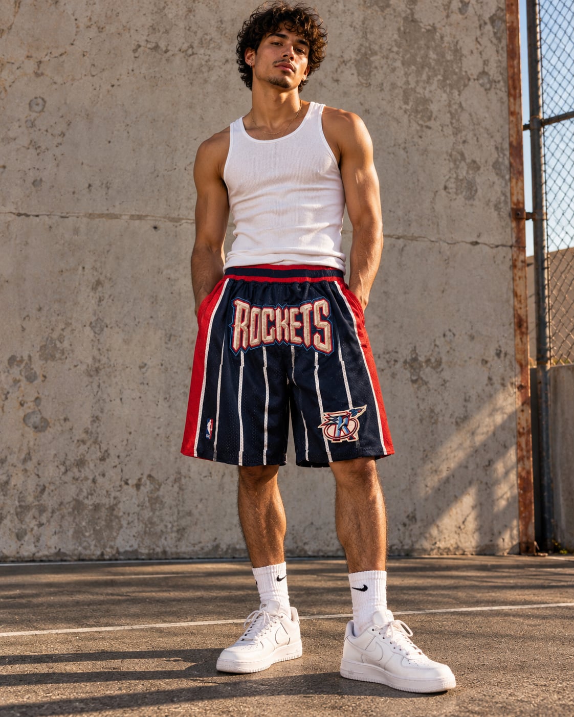 Just Don Houston Rockets 1995-96 NBA Mesh Basketball Shorts USA L 3