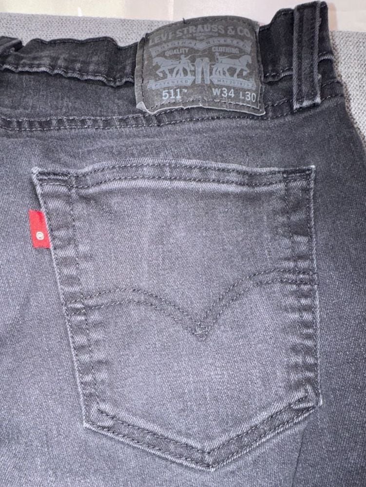 Levi's 511 Slim Jeans Size 34x30 Black Wash Denim Pants 6