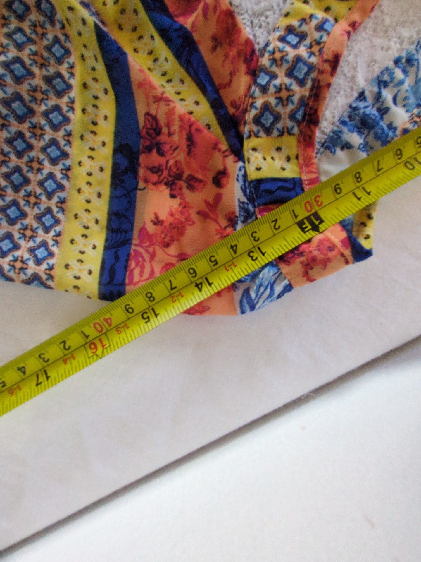 FIGUEROA&FLOWER Blouse Size M Multicolor Floral Patchwork Lace Tie 8