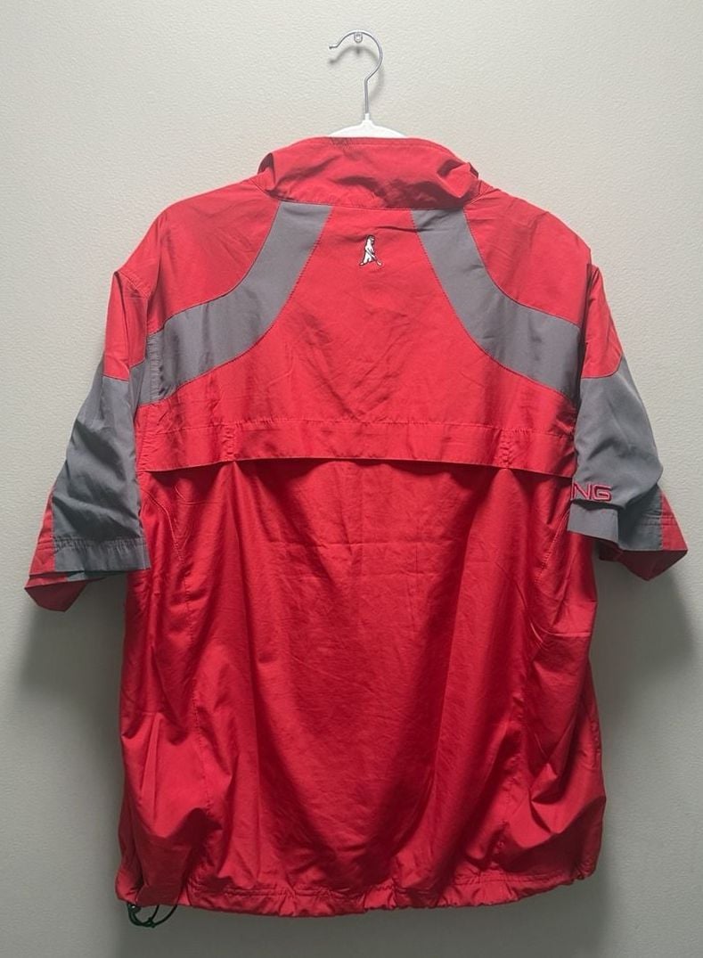 Ping Windbreaker Short Sleeve Size L/G Red Gray 1/4 Zip Pullover Jacket 4
