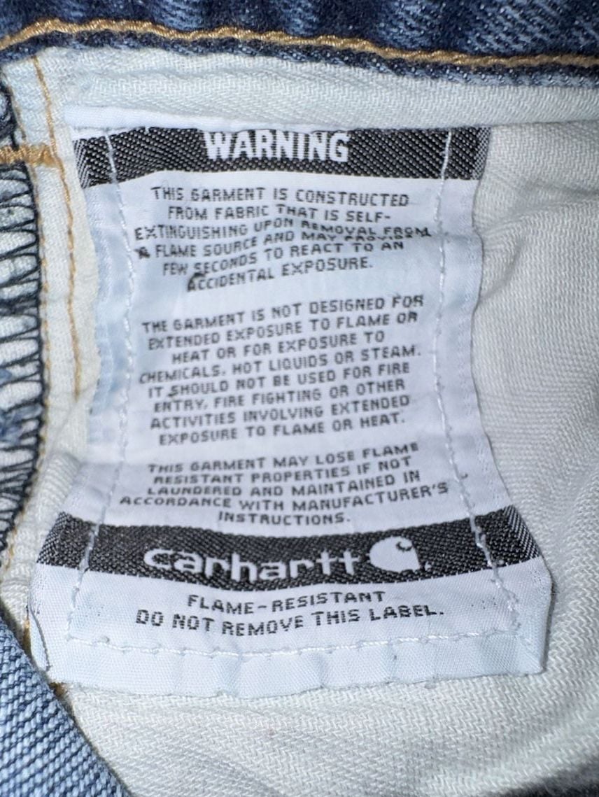 Carhartt FR Jeans Size 33x34 Blue Flame Resistant Denim Work Pants 8