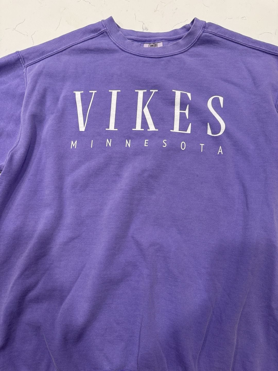Comfort Colors Vikes Minnesota Sweatshirt Size L Purple Garment Dyed 3