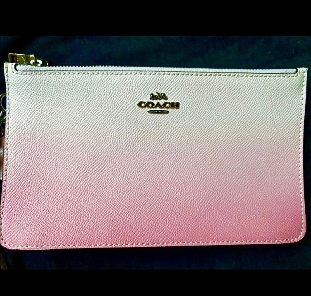 Coach Ombre White To Pink Gradient Leather Wristlet 2