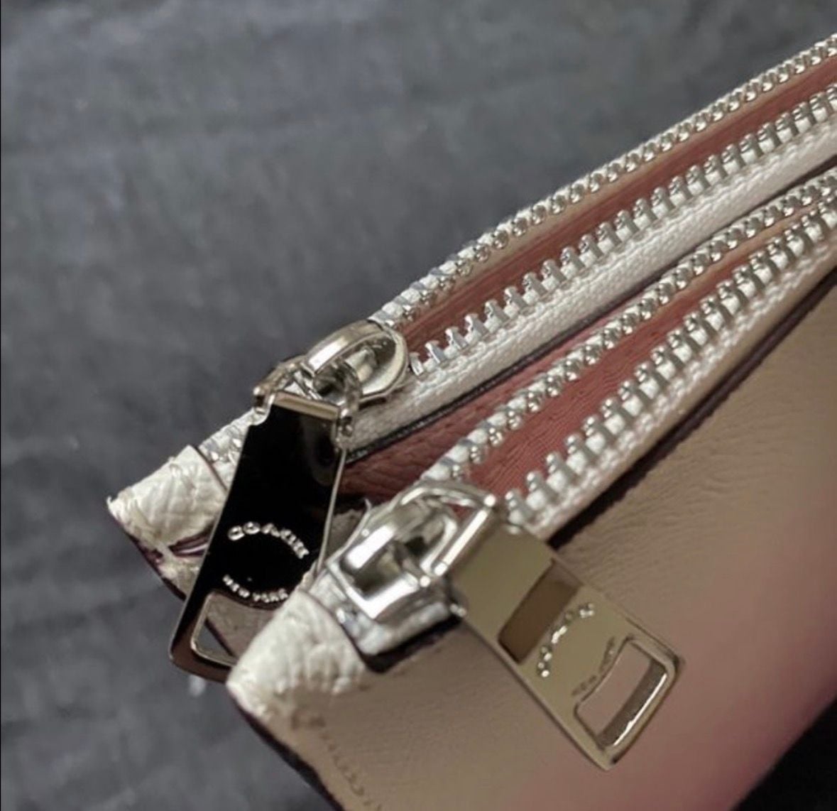 Coach Ombre White To Pink Gradient Leather Wristlet 6
