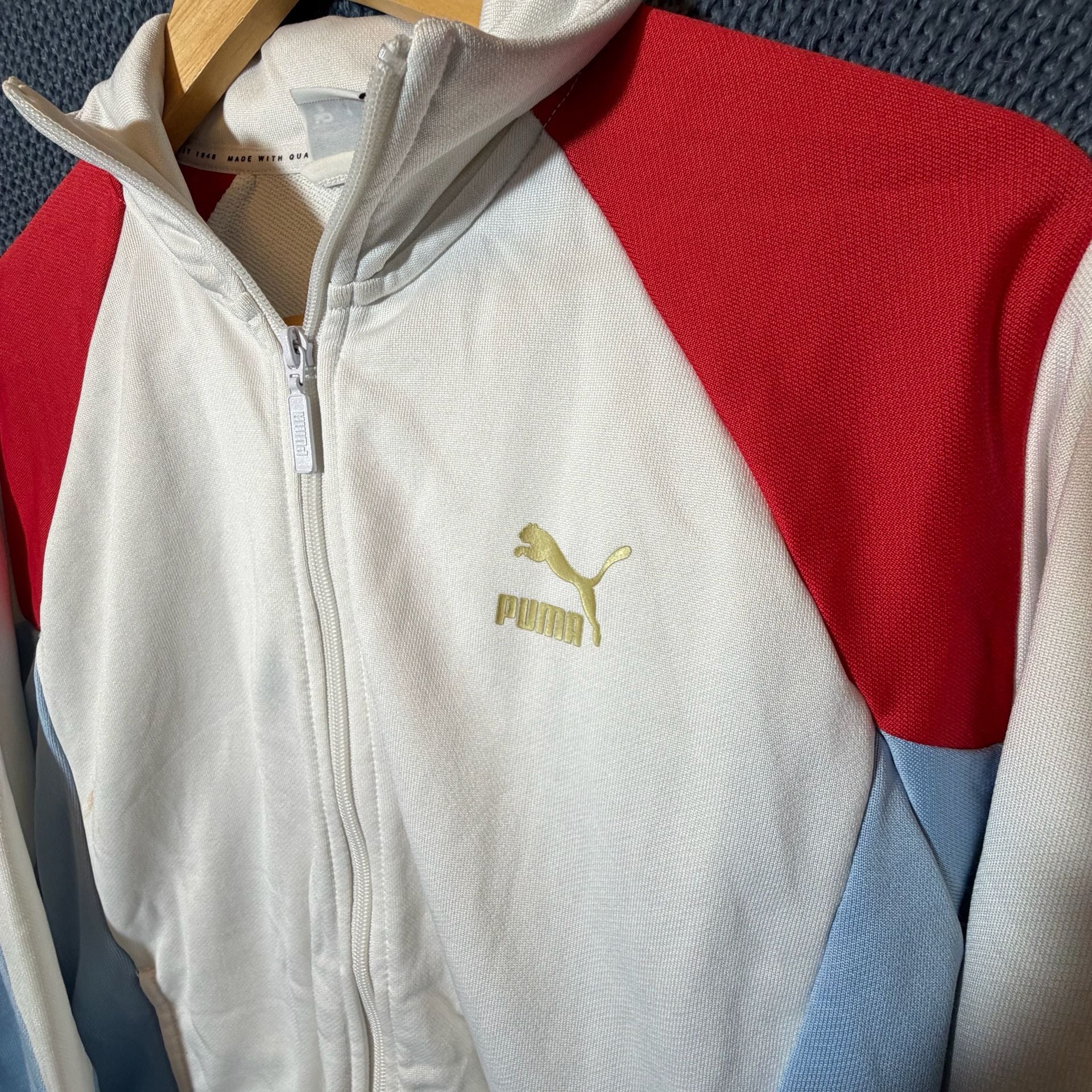 Puma Archive Track Jacket Size M Colorblock White Red Blue Retro 3